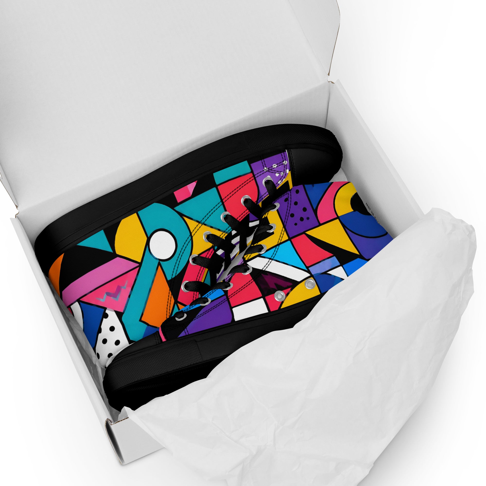 Men’s high top canvas shoes - Chaos Theory: Men’s High Top Canvas Shoes - Bold Abstract Explosion Art by printfluence.net