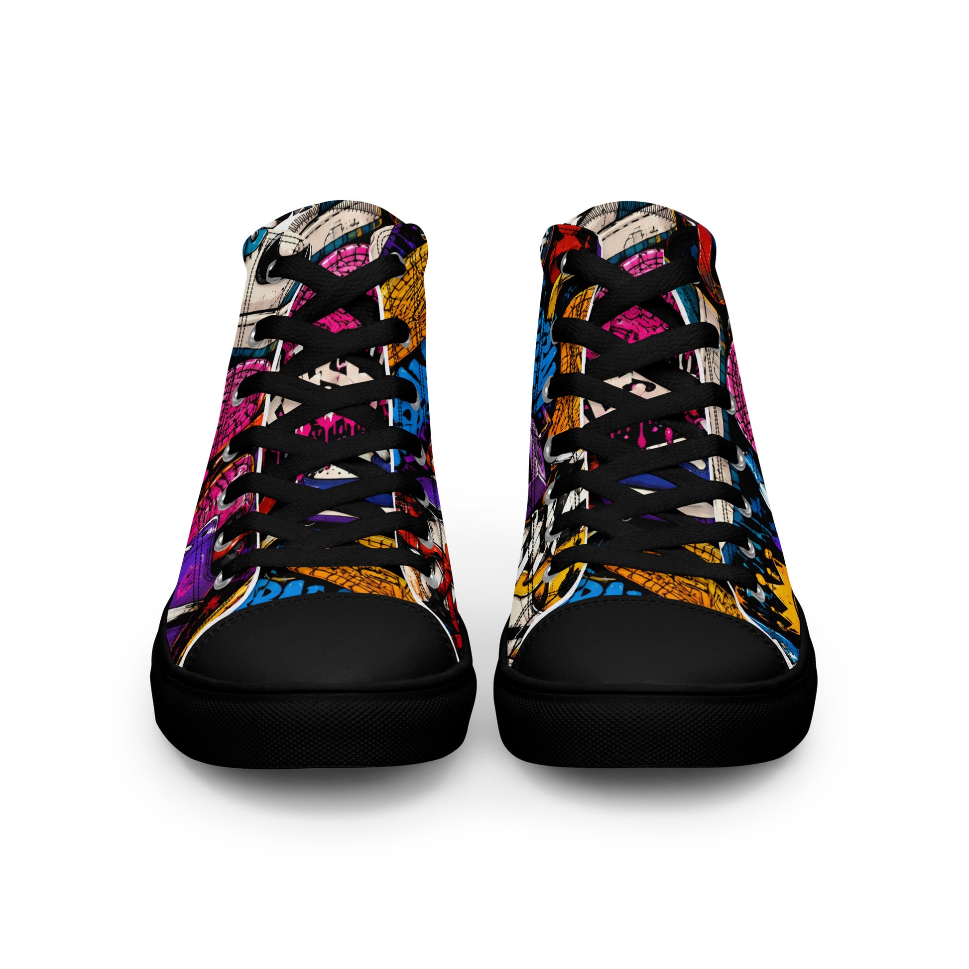 Men’s high top canvas shoes -Urban Edge: Men’s High Top Canvas Shoes - Street Graffiti & Kick Art Fusion by printfluence.net