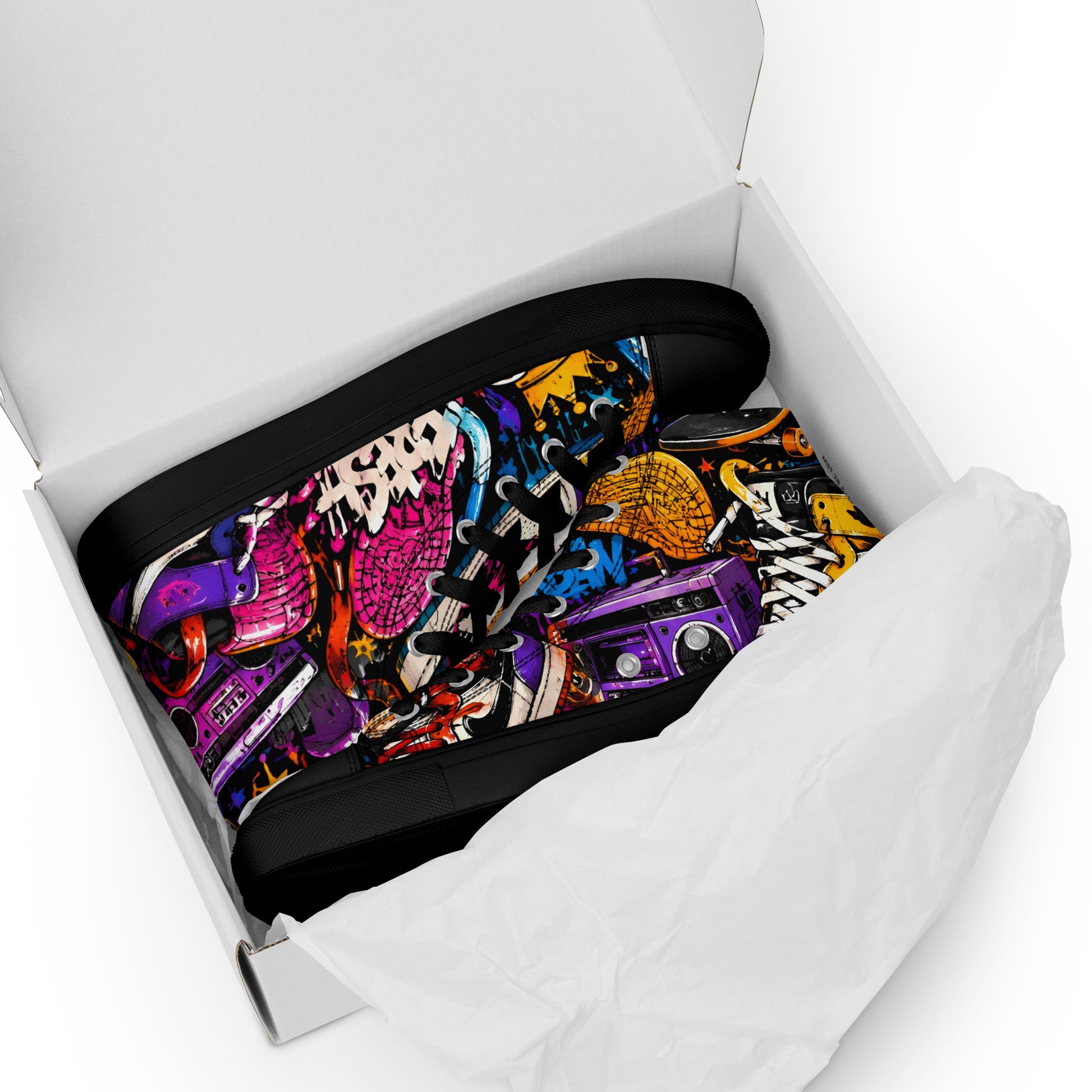 Men’s high top canvas shoes -Urban Edge: Men’s High Top Canvas Shoes - Street Graffiti & Kick Art Fusion by printfluence.net