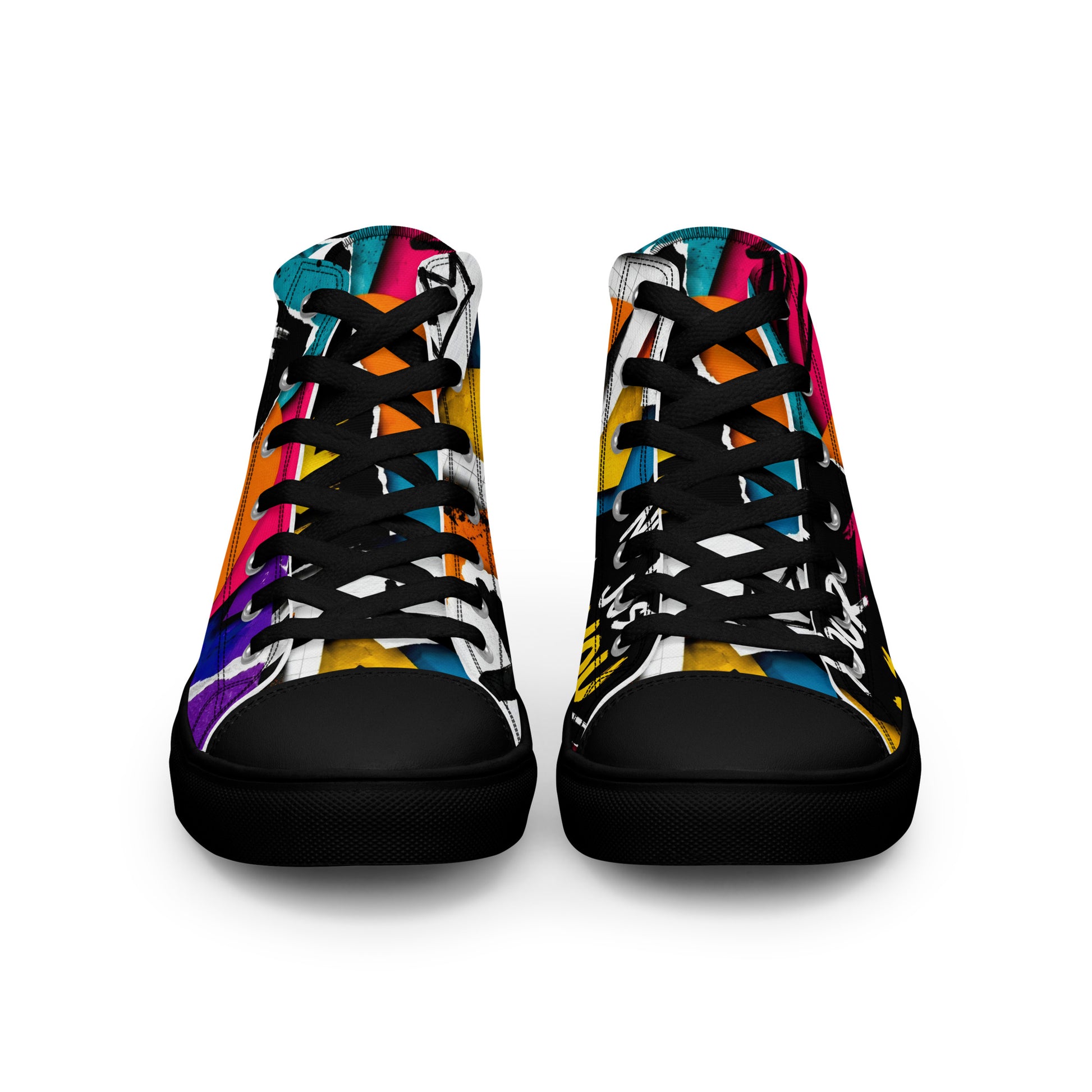 Men’s high top canvas shoes - Elite Create Your Vibe Collage - Premium Urban Graffiti No Rules Design by printfluence.net