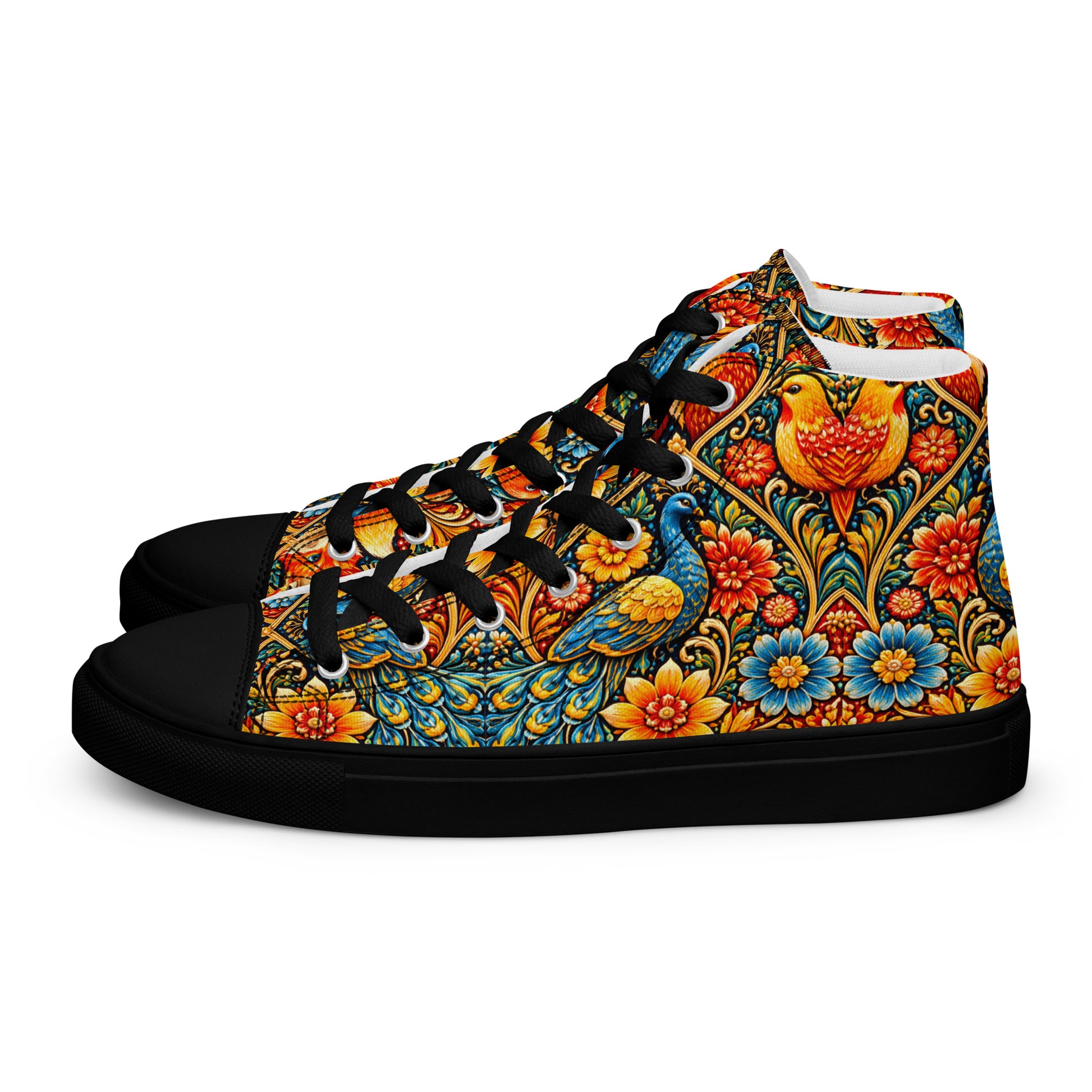 Men’s high top canvas shoes - Art Deco Birds High Top Canvas – Uplifting Morning Colors Men's Shoes by printfluence.net