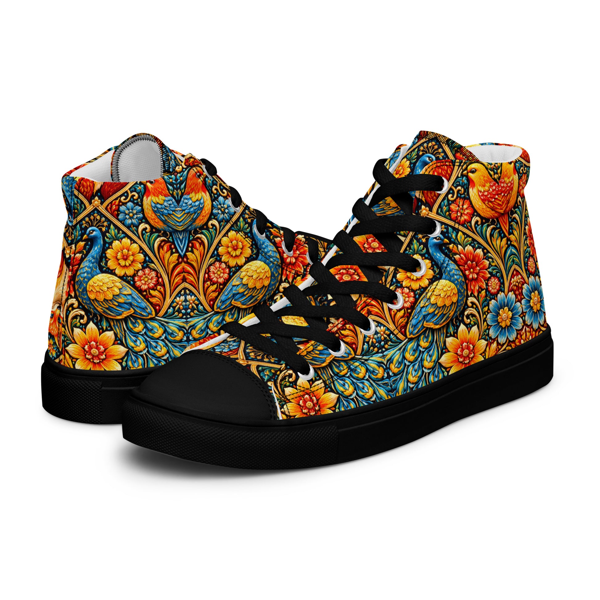 Men’s high top canvas shoes - Art Deco Birds High Top Canvas – Uplifting Morning Colors Men's Shoes by printfluence.net