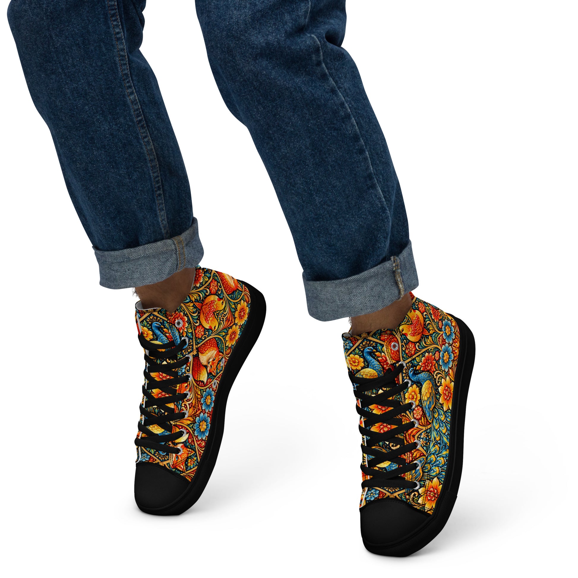 Men’s high top canvas shoes - Art Deco Birds High Top Canvas – Uplifting Morning Colors Men's Shoes by printfluence.net