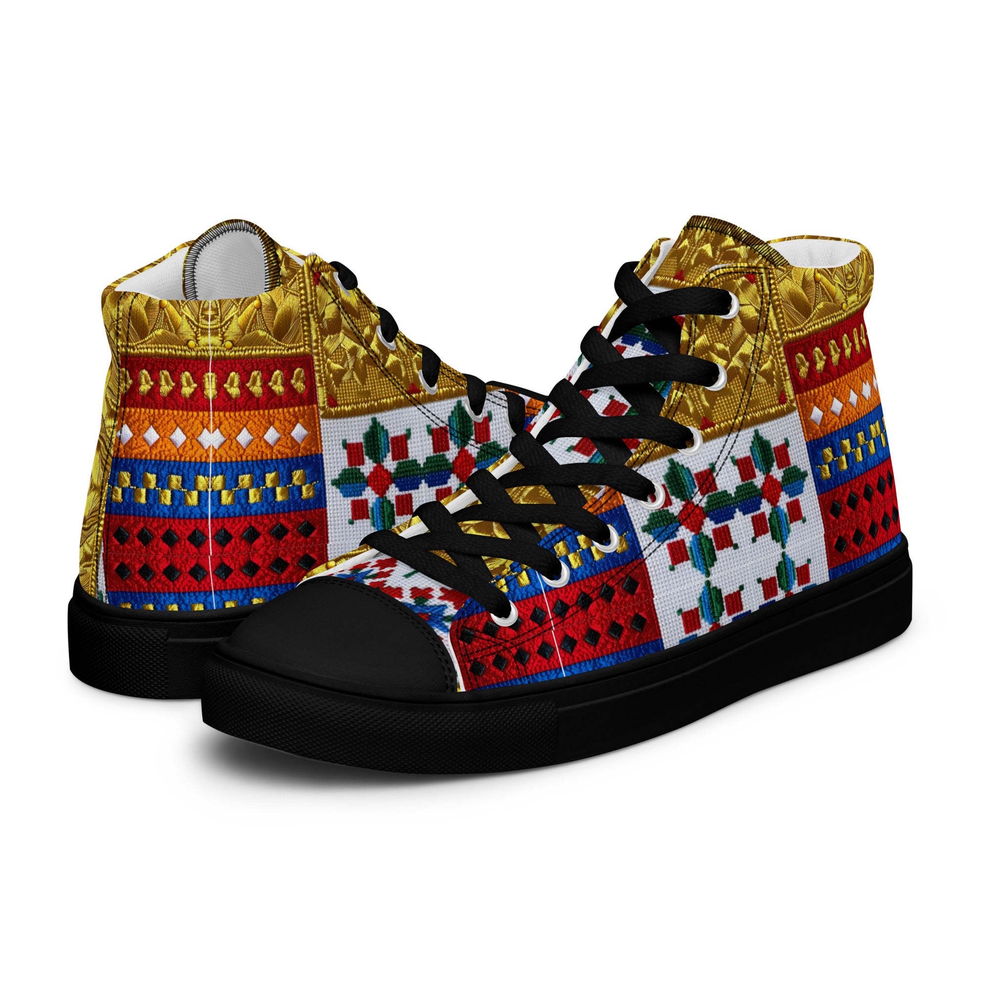 Men’s high top canvas shoes - Royal Mosaic High Tops – Men's Decorative Canvas Sneakers by printfluence.net
