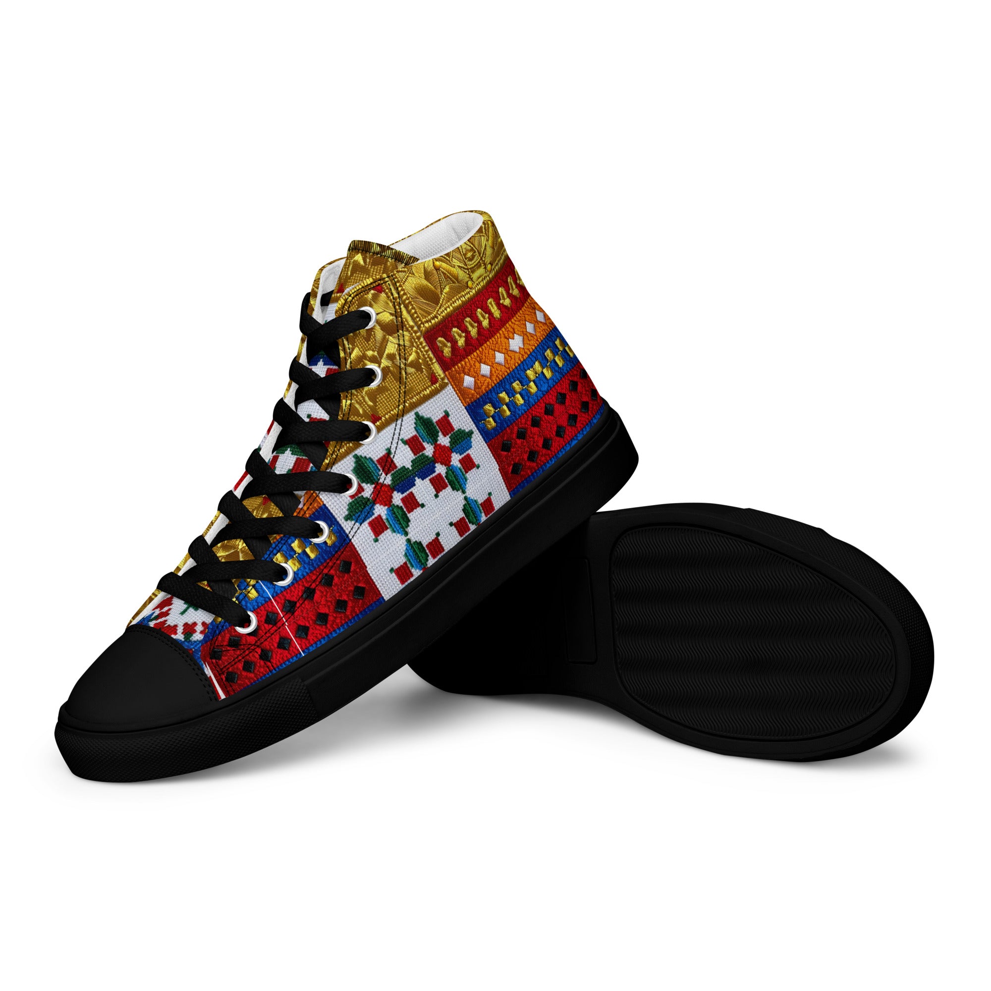 Men’s high top canvas shoes - Royal Mosaic High Tops – Men's Decorative Canvas Sneakers by printfluence.net