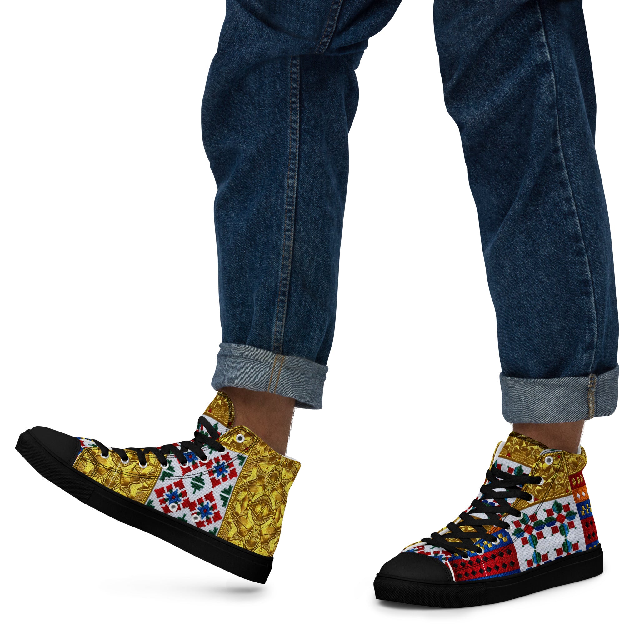 Men’s high top canvas shoes - Royal Mosaic High Tops – Men's Decorative Canvas Sneakers by printfluence.net