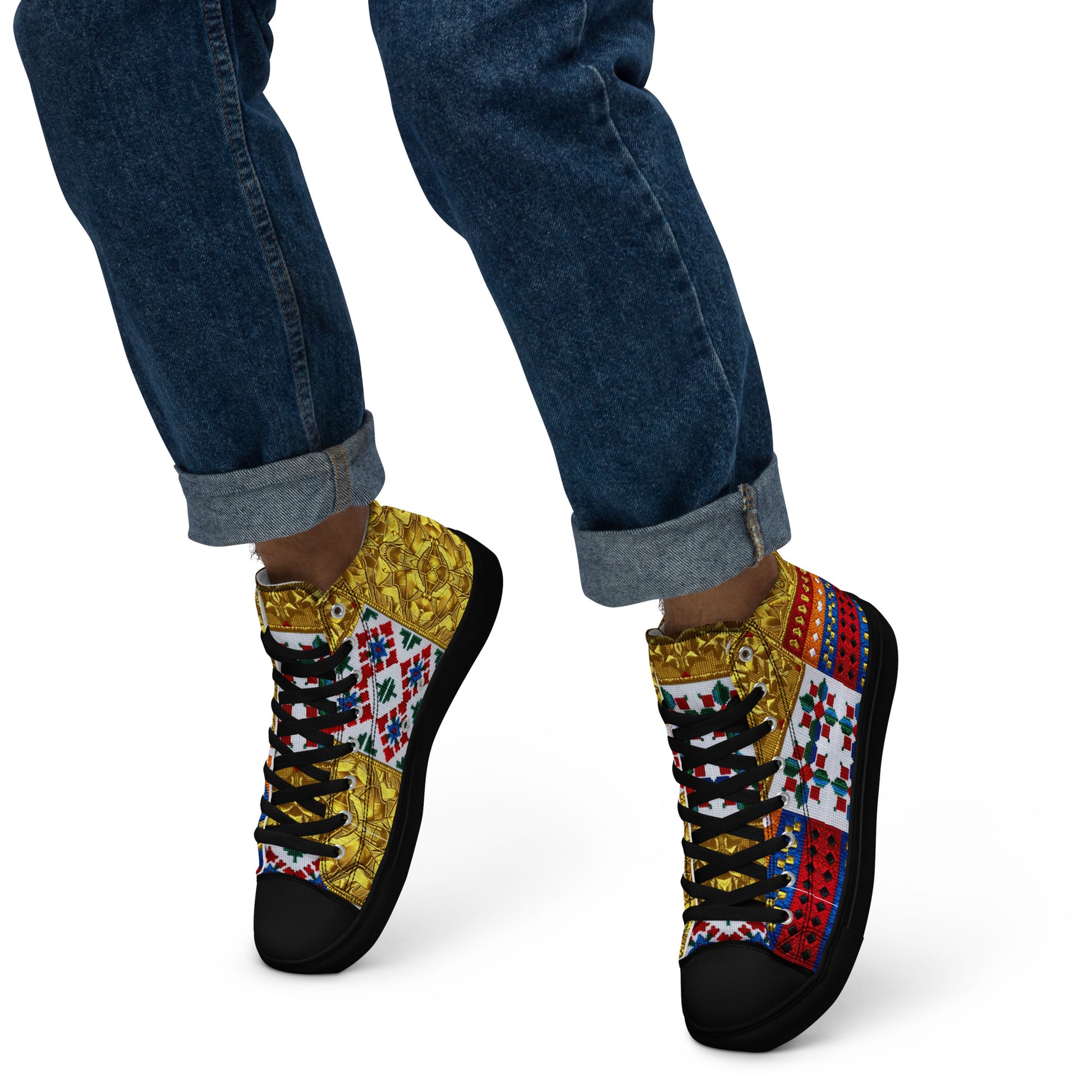 Men’s high top canvas shoes - Royal Mosaic High Tops – Men's Decorative Canvas Sneakers by printfluence.net