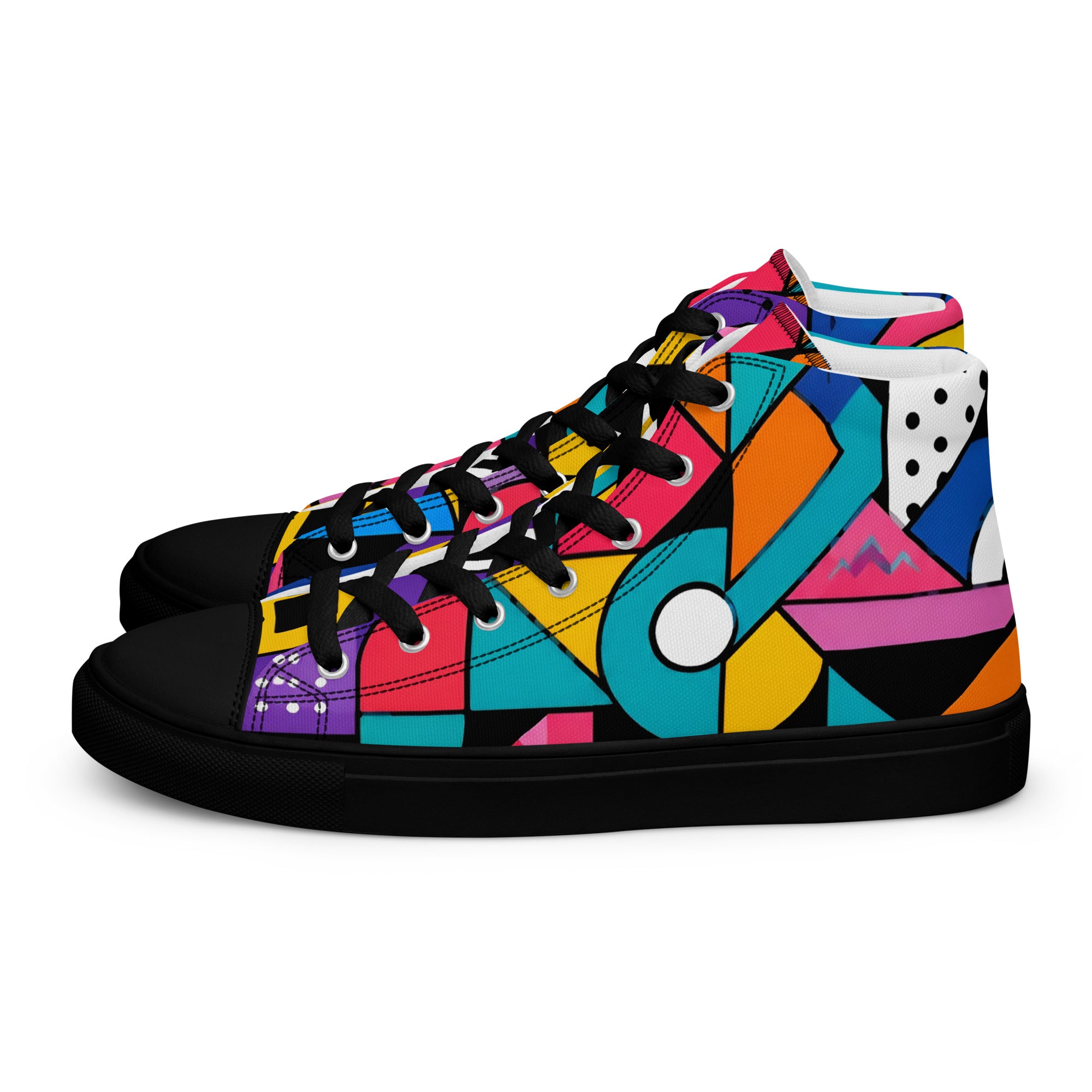 Men’s high top canvas shoes - Chaos Theory: Men’s High Top Canvas Shoes - Bold Abstract Explosion Art by printfluence.net