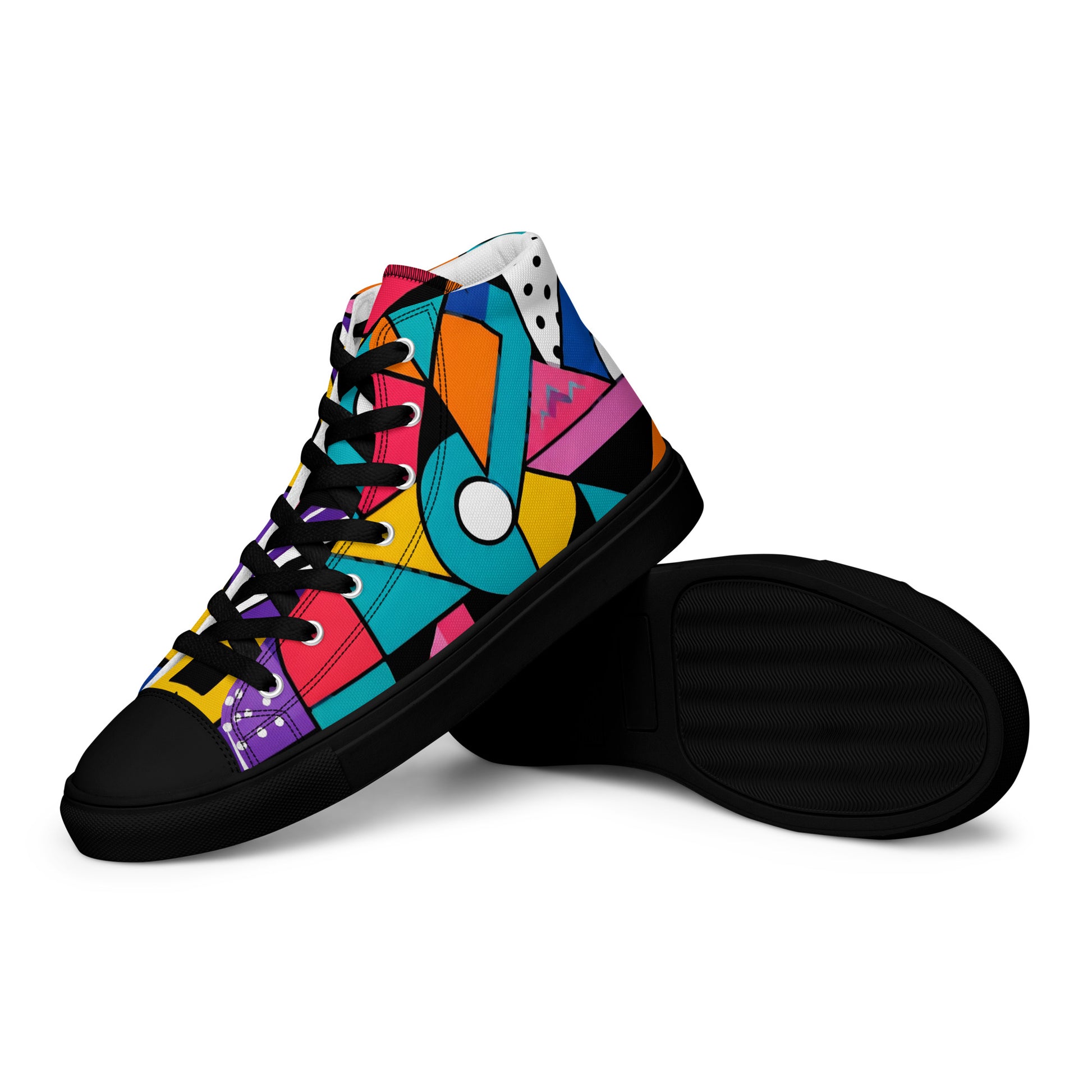 Men’s high top canvas shoes - Chaos Theory: Men’s High Top Canvas Shoes - Bold Abstract Explosion Art by printfluence.net