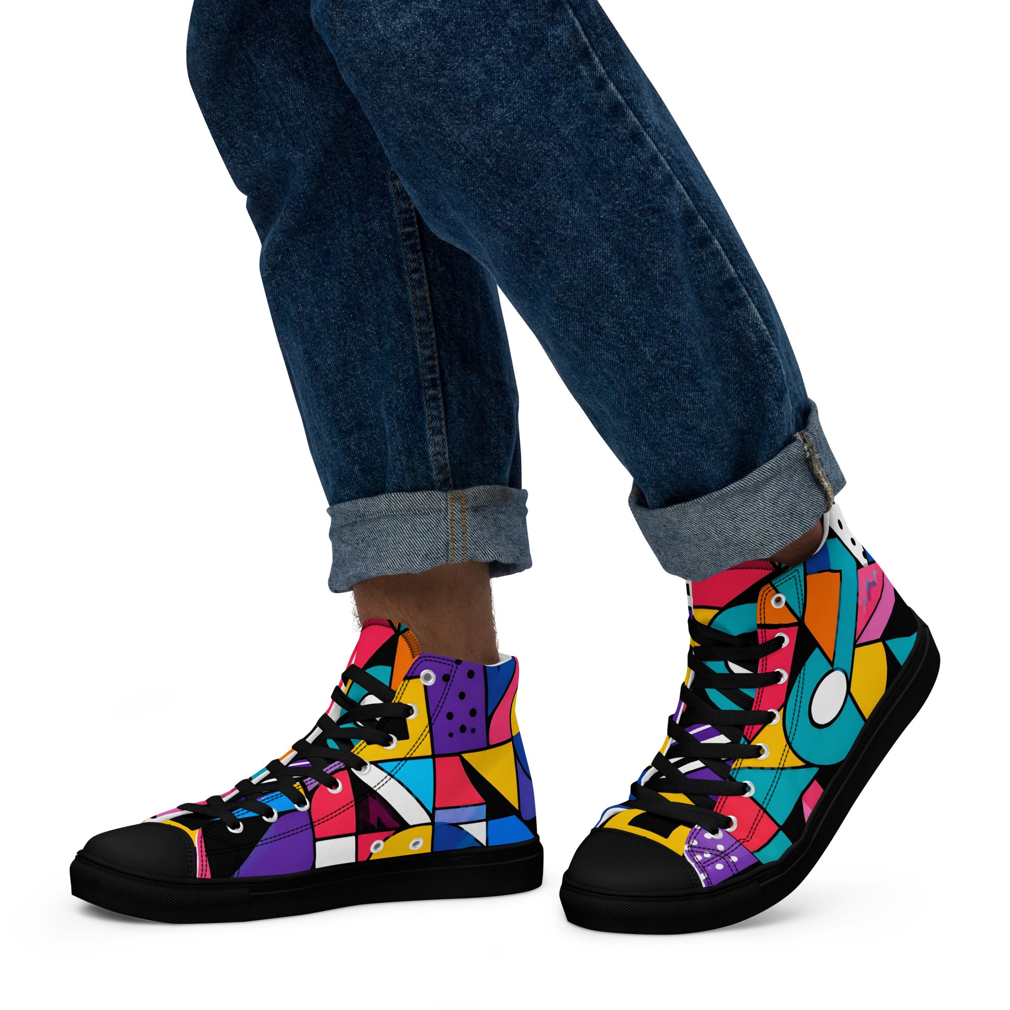 Men’s high top canvas shoes - Chaos Theory: Men’s High Top Canvas Shoes - Bold Abstract Explosion Art by printfluence.net