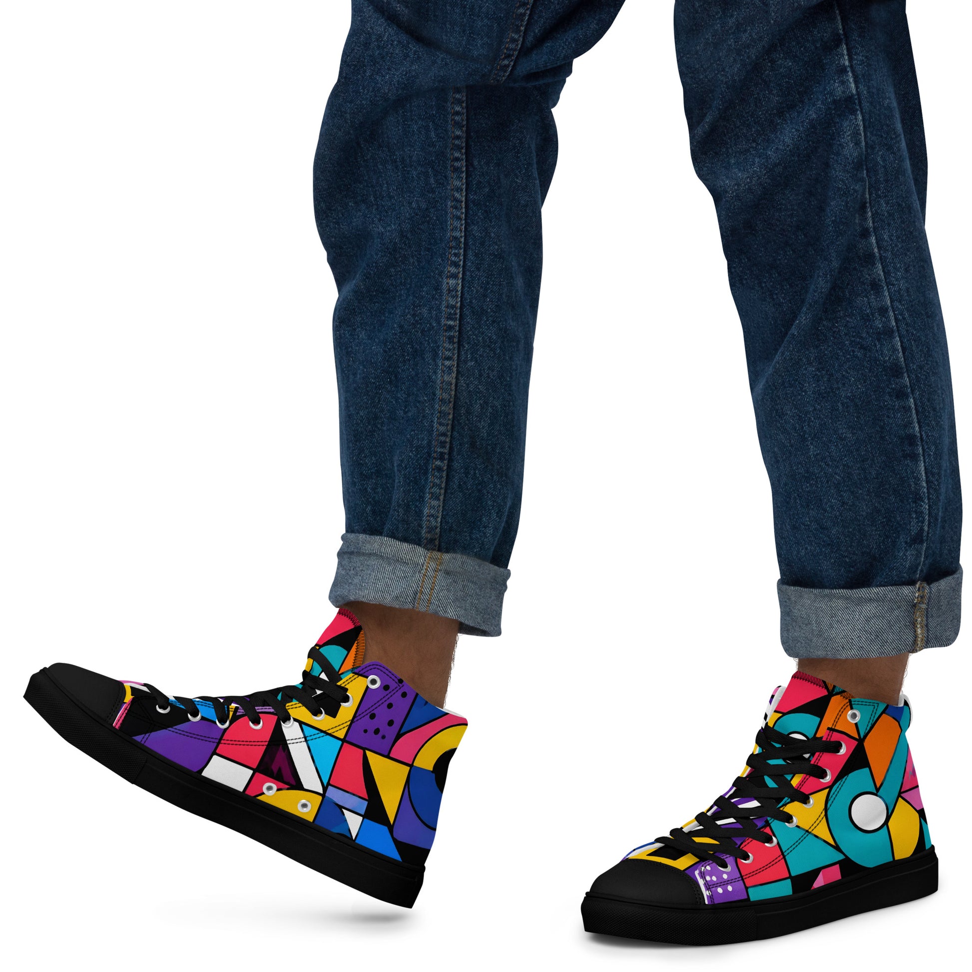 Men’s high top canvas shoes - Chaos Theory: Men’s High Top Canvas Shoes - Bold Abstract Explosion Art by printfluence.net