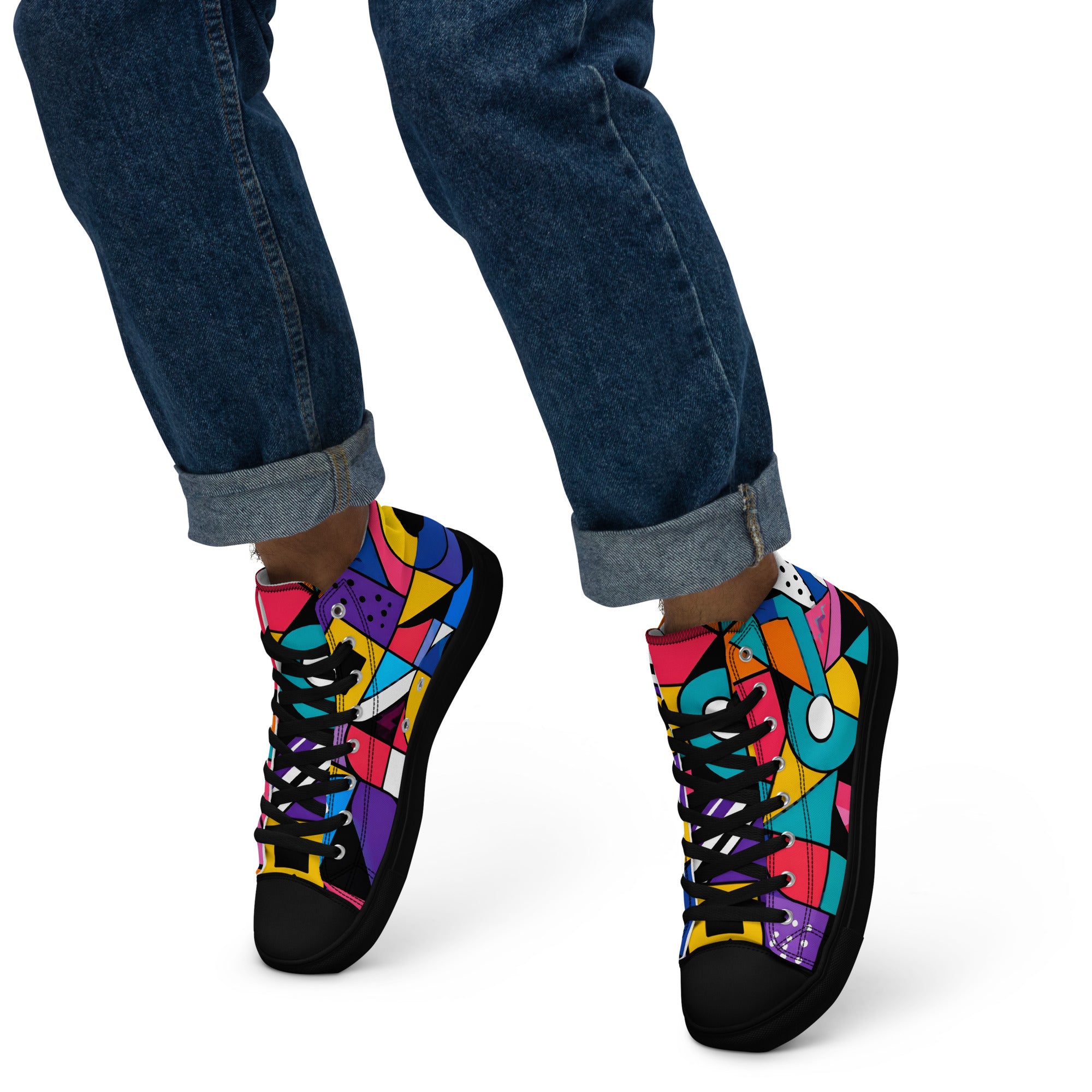 Men’s high top canvas shoes - Chaos Theory: Men’s High Top Canvas Shoes - Bold Abstract Explosion Art by printfluence.net