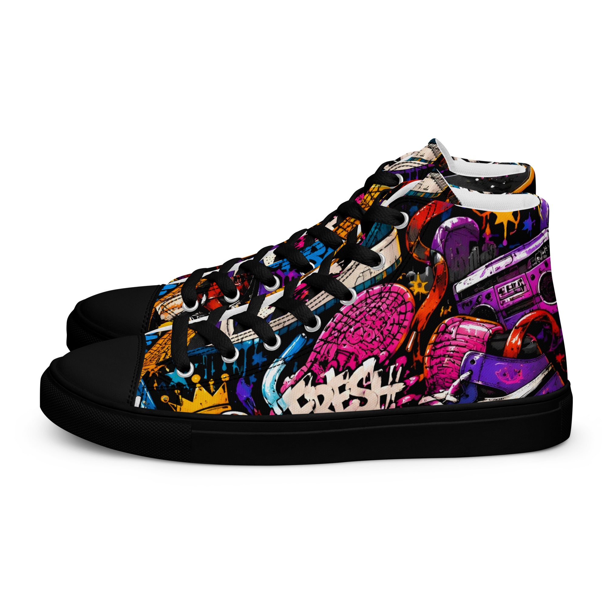 Men’s high top canvas shoes -Urban Edge: Men’s High Top Canvas Shoes - Street Graffiti & Kick Art Fusion by printfluence.net