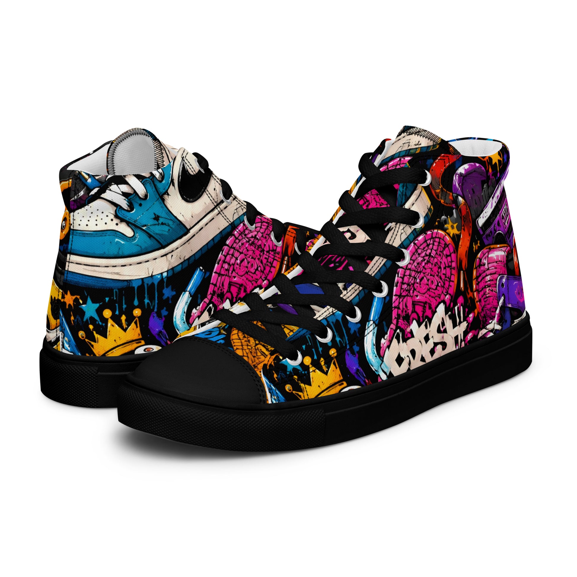 Men’s high top canvas shoes -Urban Edge: Men’s High Top Canvas Shoes - Street Graffiti & Kick Art Fusion by printfluence.net