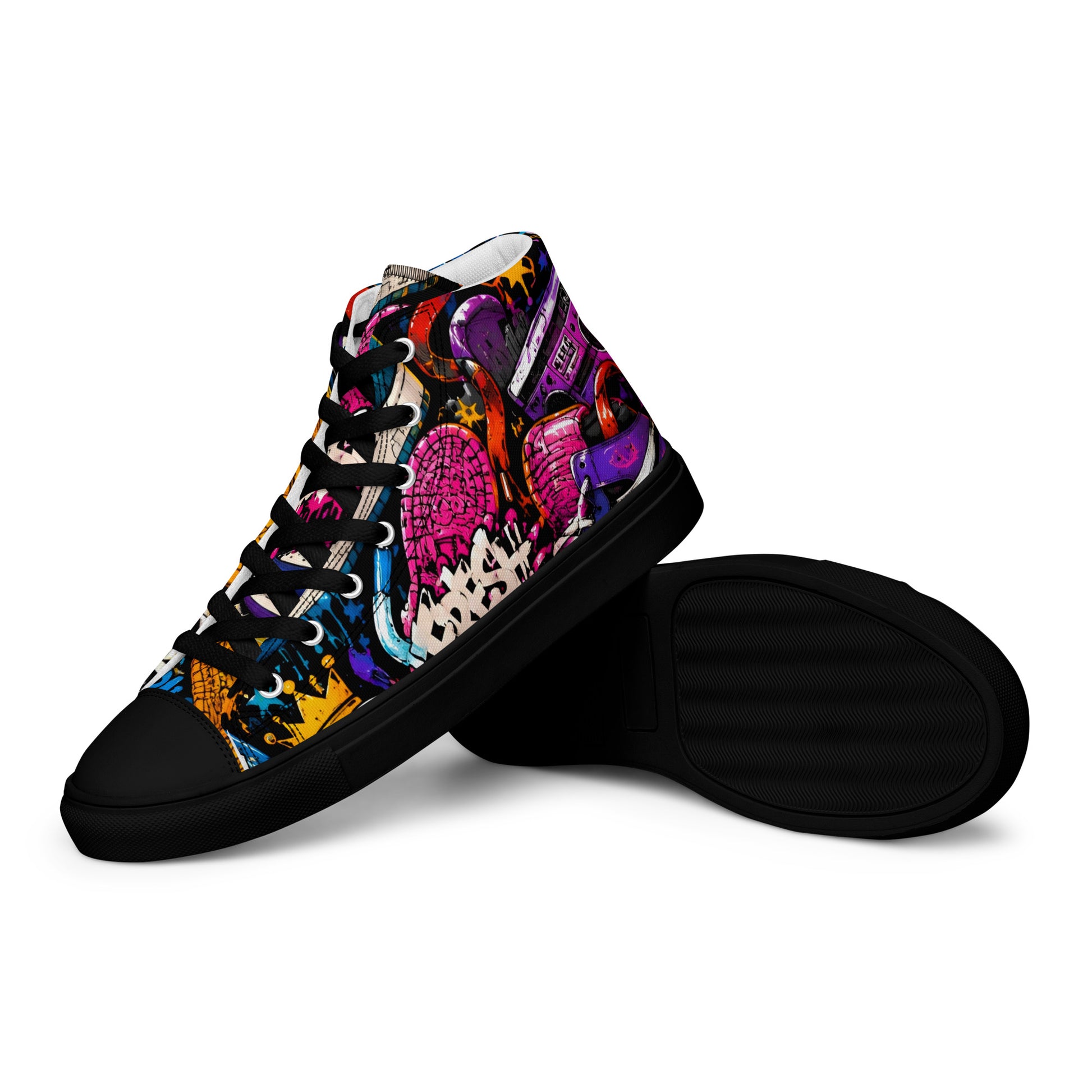 Men’s high top canvas shoes -Urban Edge: Men’s High Top Canvas Shoes - Street Graffiti & Kick Art Fusion by printfluence.net