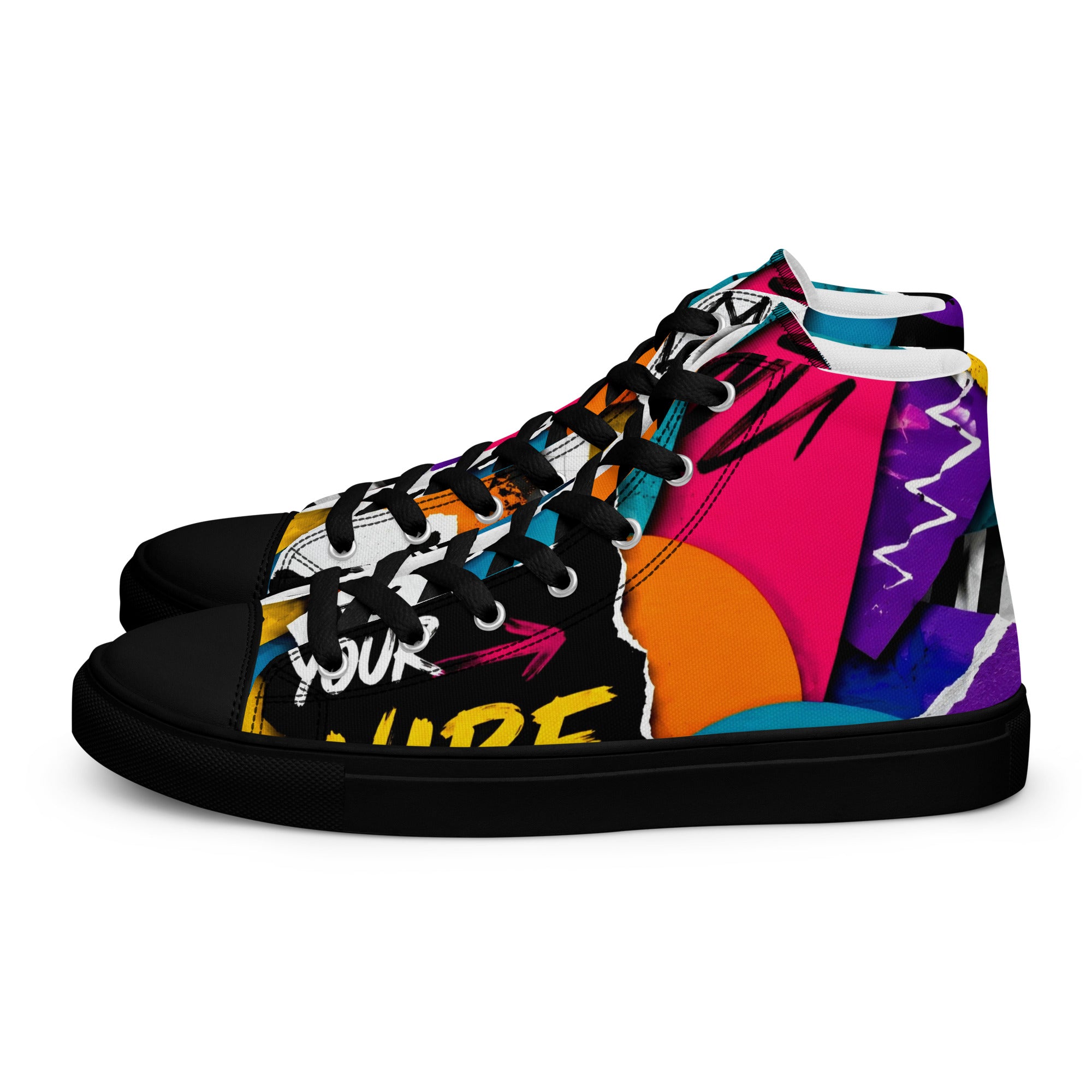 Men’s high top canvas shoes - Elite Create Your Vibe Collage - Premium Urban Graffiti No Rules Design by printfluence.net