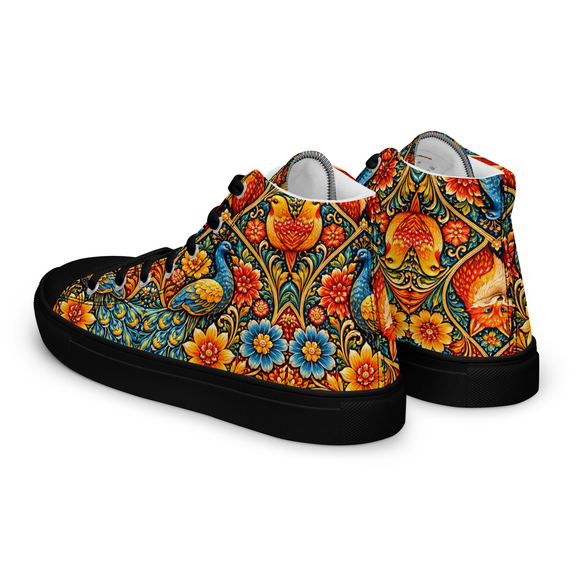 Men’s high top canvas shoes - Art Deco Birds High Top Canvas – Uplifting Morning Colors Men's Shoes by printfluence.net