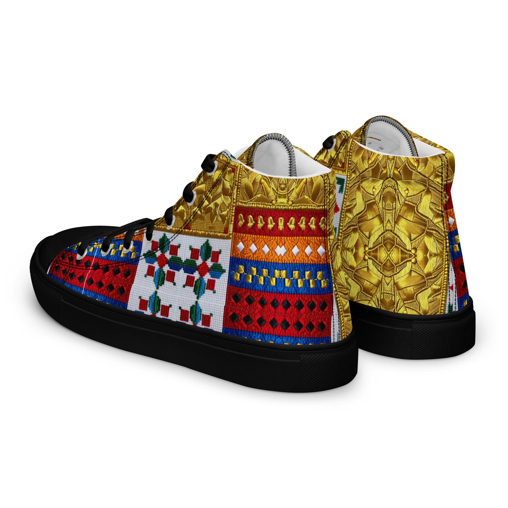 Men’s high top canvas shoes - Royal Mosaic High Tops – Men's Decorative Canvas Sneakers by printfluence.net