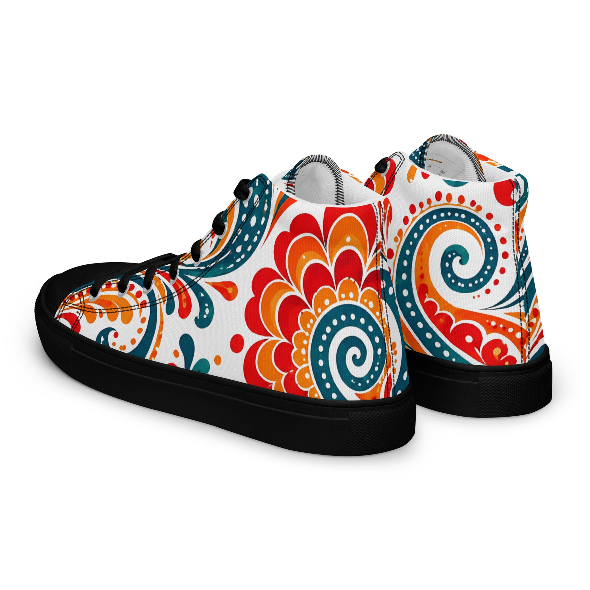 Men’s high top canvas shoes - Heritage Bloom: Men’s High Top Canvas Shoes - Vibrant Floral Paisley Art by printfluence.net