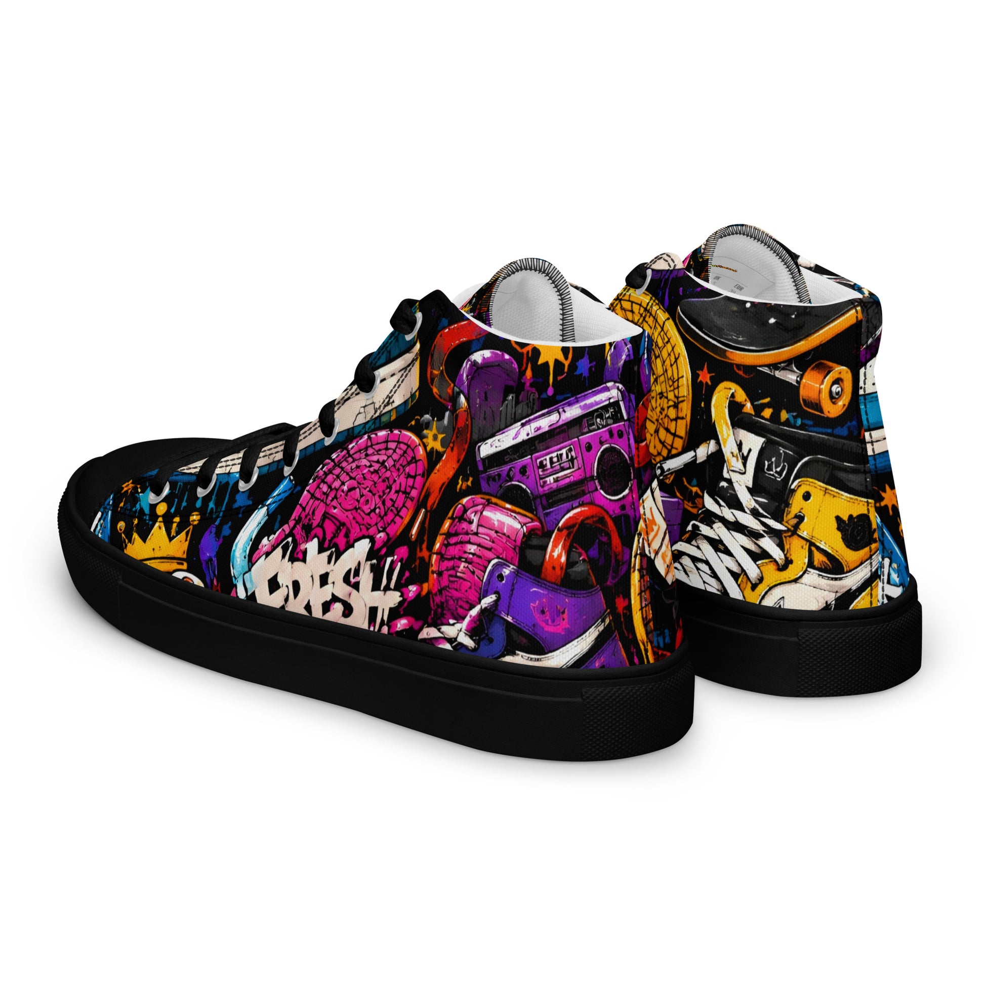 Men’s high top canvas shoes -Urban Edge: Men’s High Top Canvas Shoes - Street Graffiti & Kick Art Fusion by printfluence.net