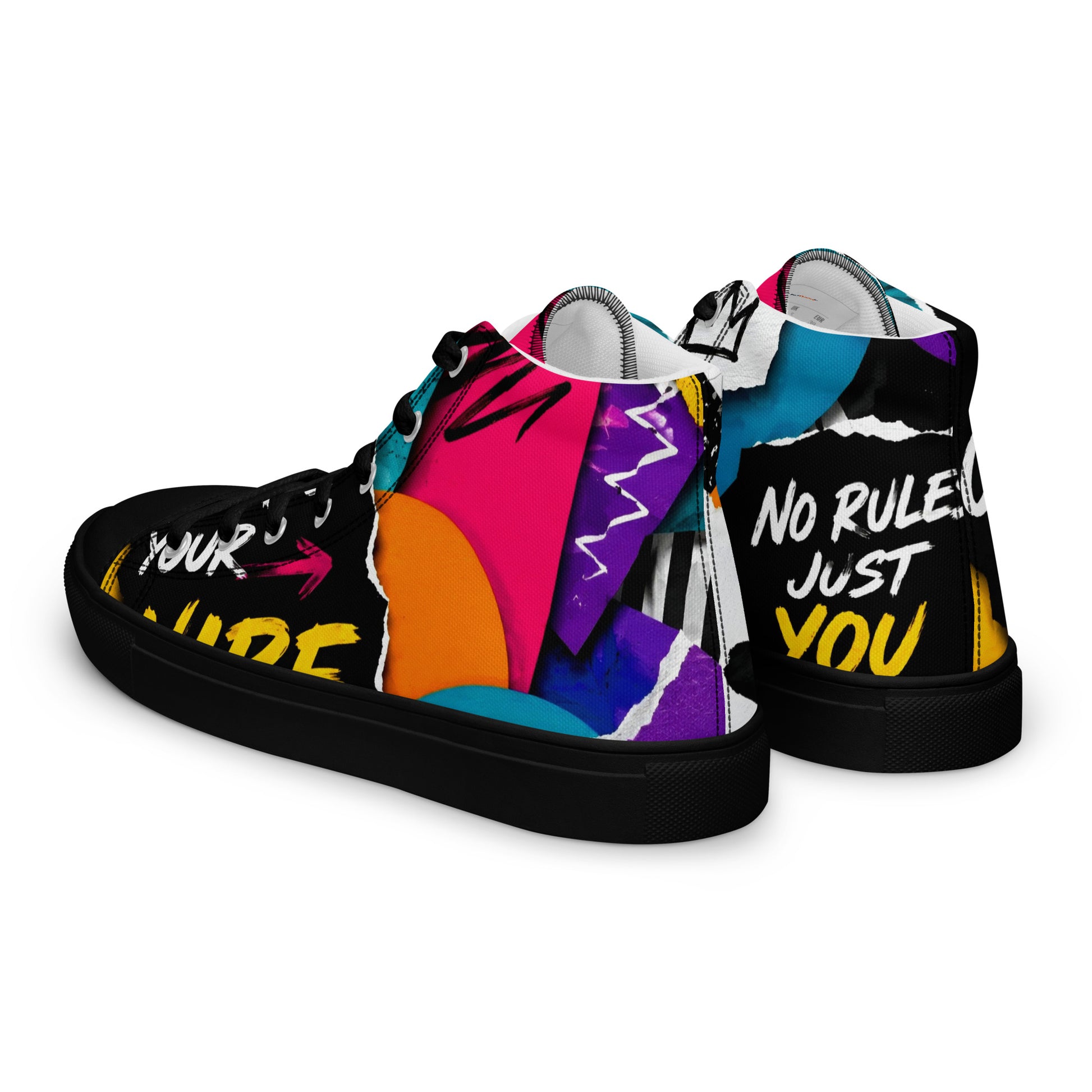 Men’s high top canvas shoes - Elite Create Your Vibe Collage - Premium Urban Graffiti No Rules Design by printfluence.net