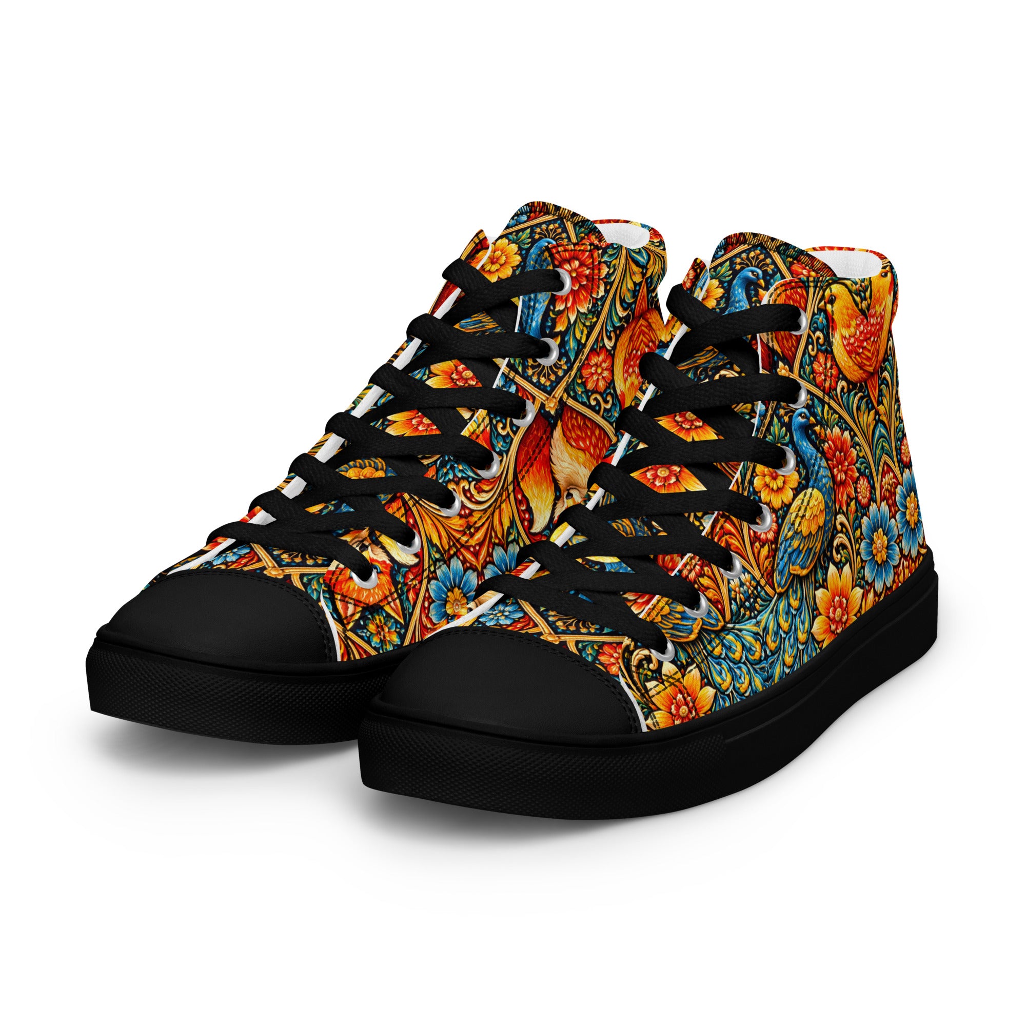Men’s high top canvas shoes - Art Deco Birds High Top Canvas – Uplifting Morning Colors Men's Shoes by printfluence.net