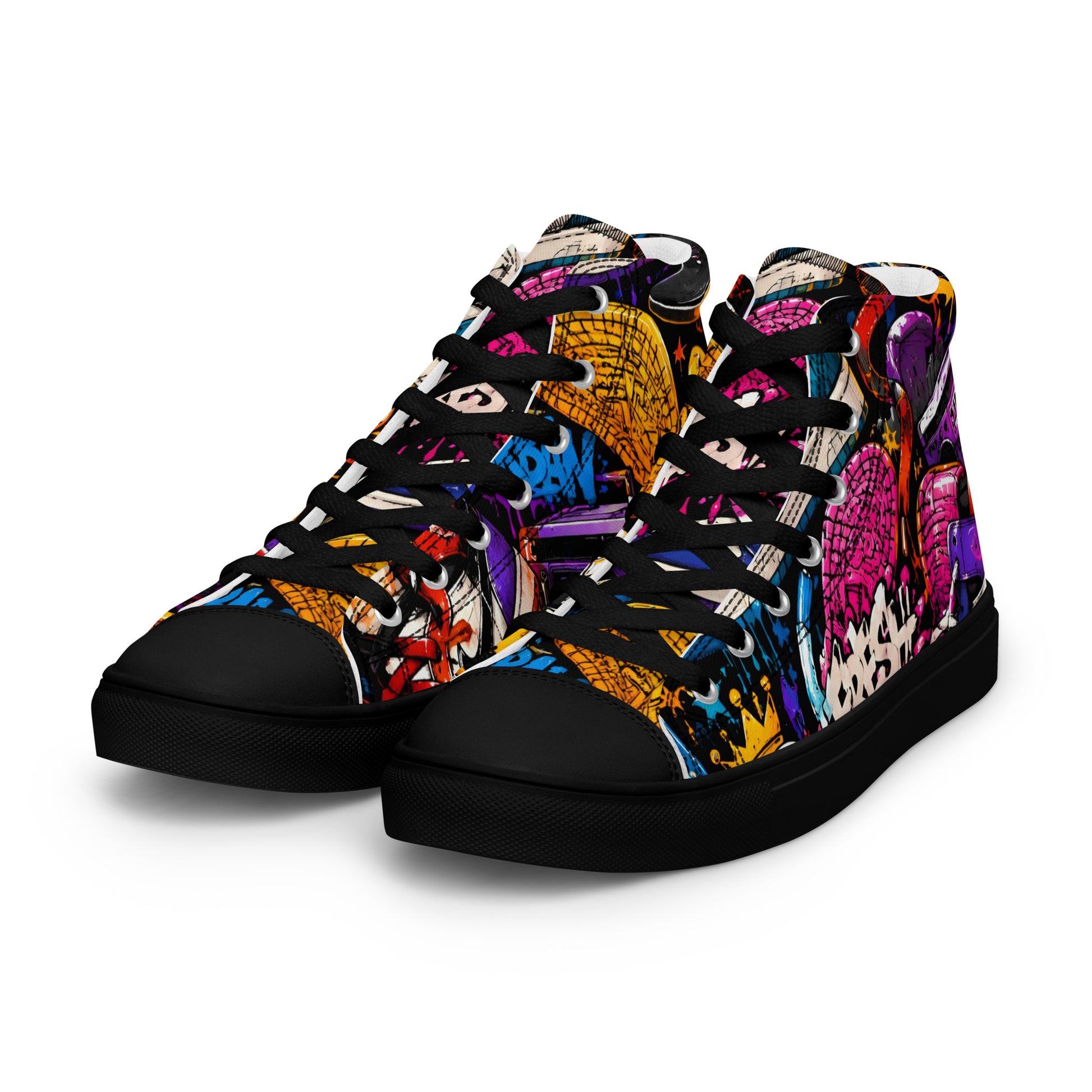 Men’s high top canvas shoes -Urban Edge: Men’s High Top Canvas Shoes - Street Graffiti & Kick Art Fusion by printfluence.net