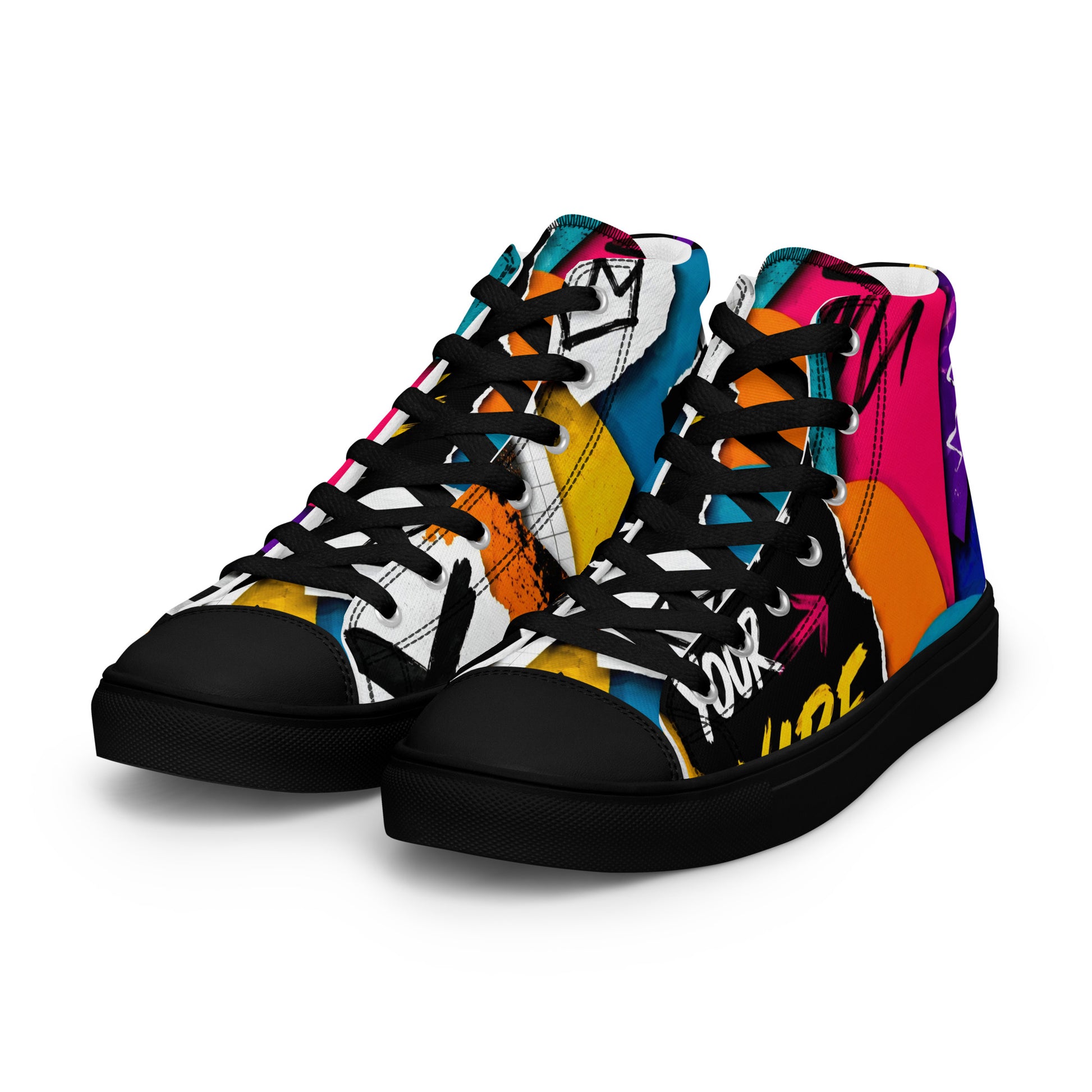 Men’s high top canvas shoes - Elite Create Your Vibe Collage - Premium Urban Graffiti No Rules Design by printfluence.net