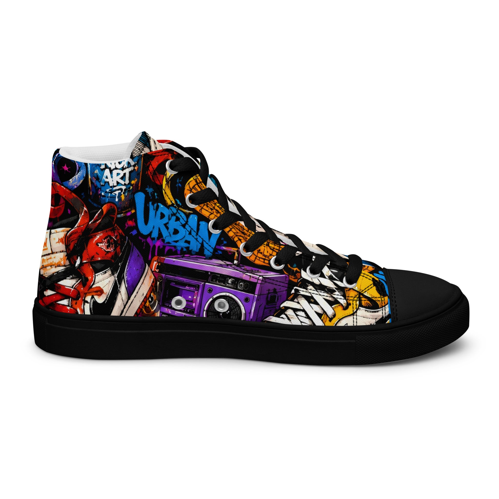 Men’s high top canvas shoes -Urban Edge: Men’s High Top Canvas Shoes - Street Graffiti & Kick Art Fusion by printfluence.net