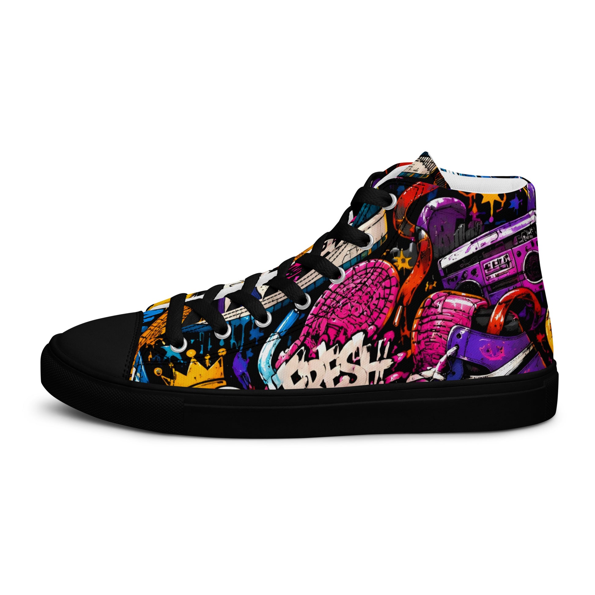 Men’s high top canvas shoes -Urban Edge: Men’s High Top Canvas Shoes - Street Graffiti & Kick Art Fusion by printfluence.net