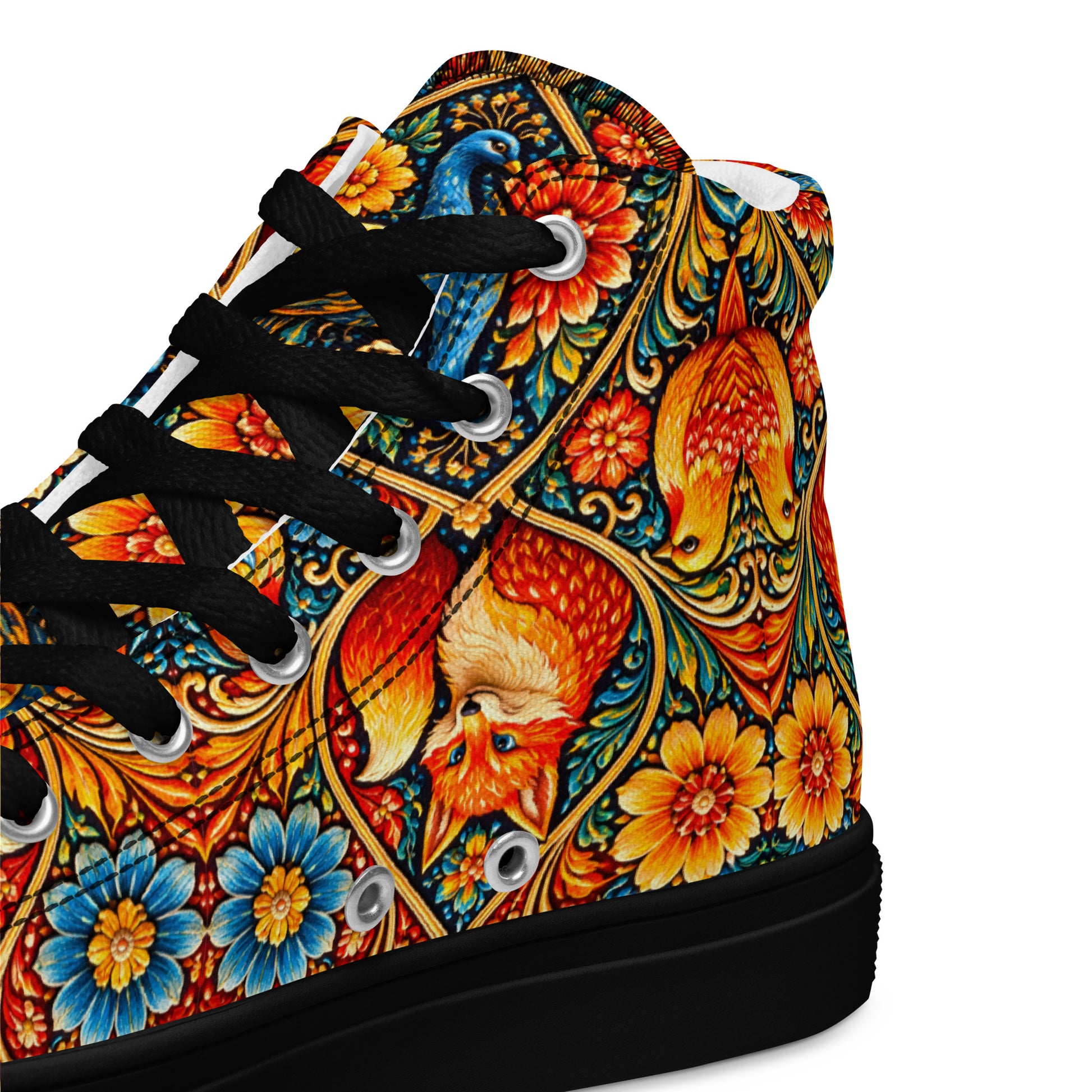 Men’s high top canvas shoes - Art Deco Birds High Top Canvas – Uplifting Morning Colors Men's Shoes by printfluence.net