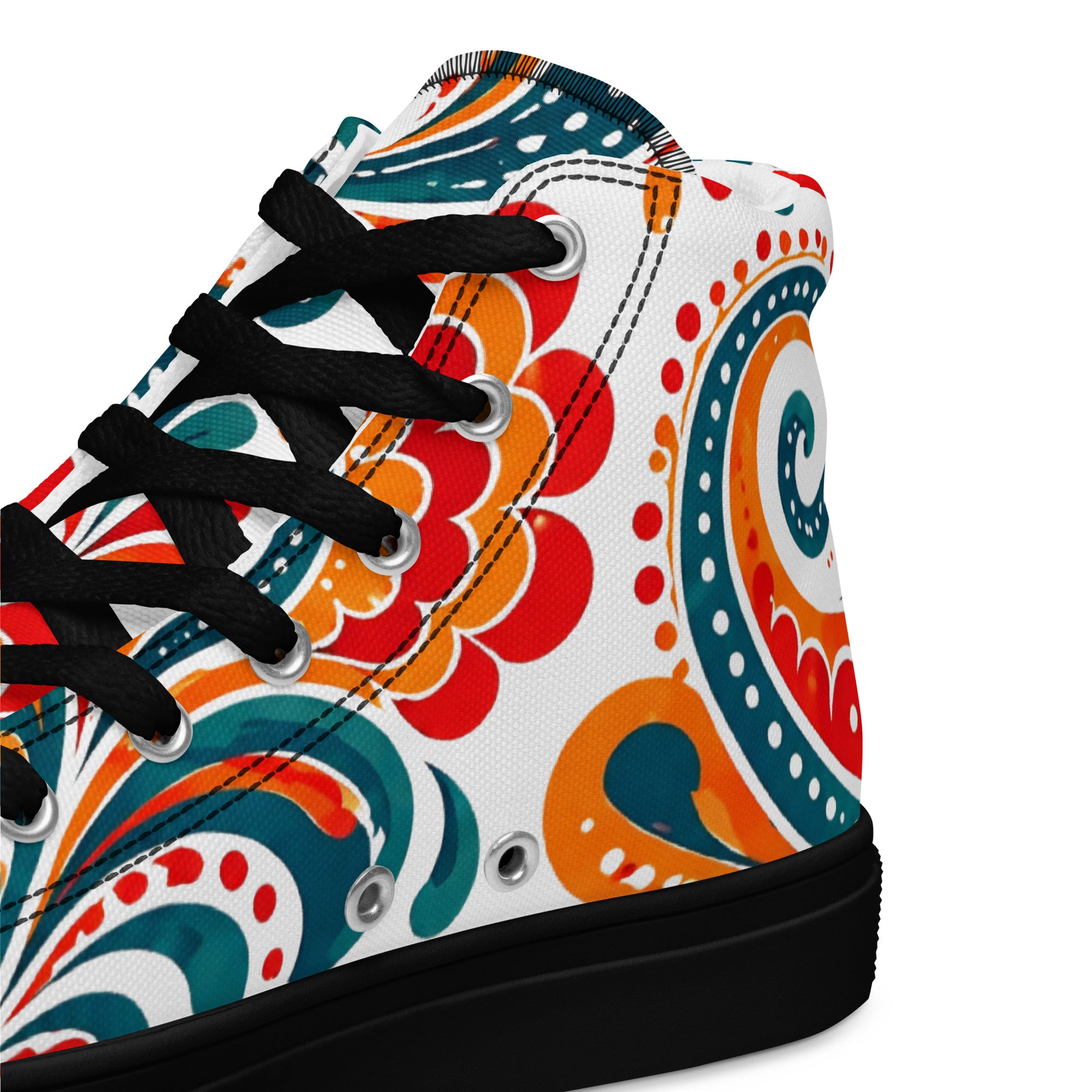 Men’s high top canvas shoes - Heritage Bloom: Men’s High Top Canvas Shoes - Vibrant Floral Paisley Art by printfluence.net