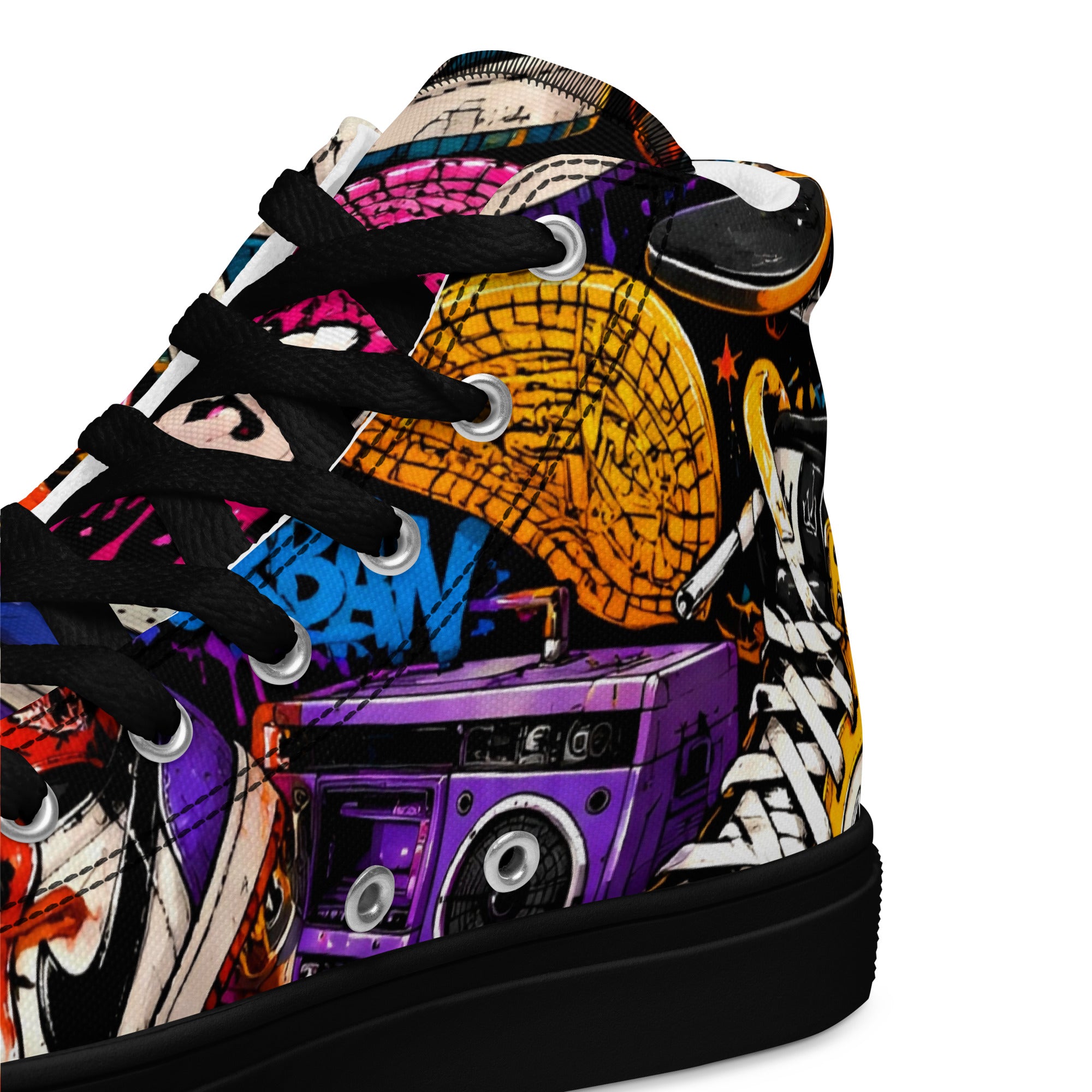 Men’s high top canvas shoes -Urban Edge: Men’s High Top Canvas Shoes - Street Graffiti & Kick Art Fusion by printfluence.net