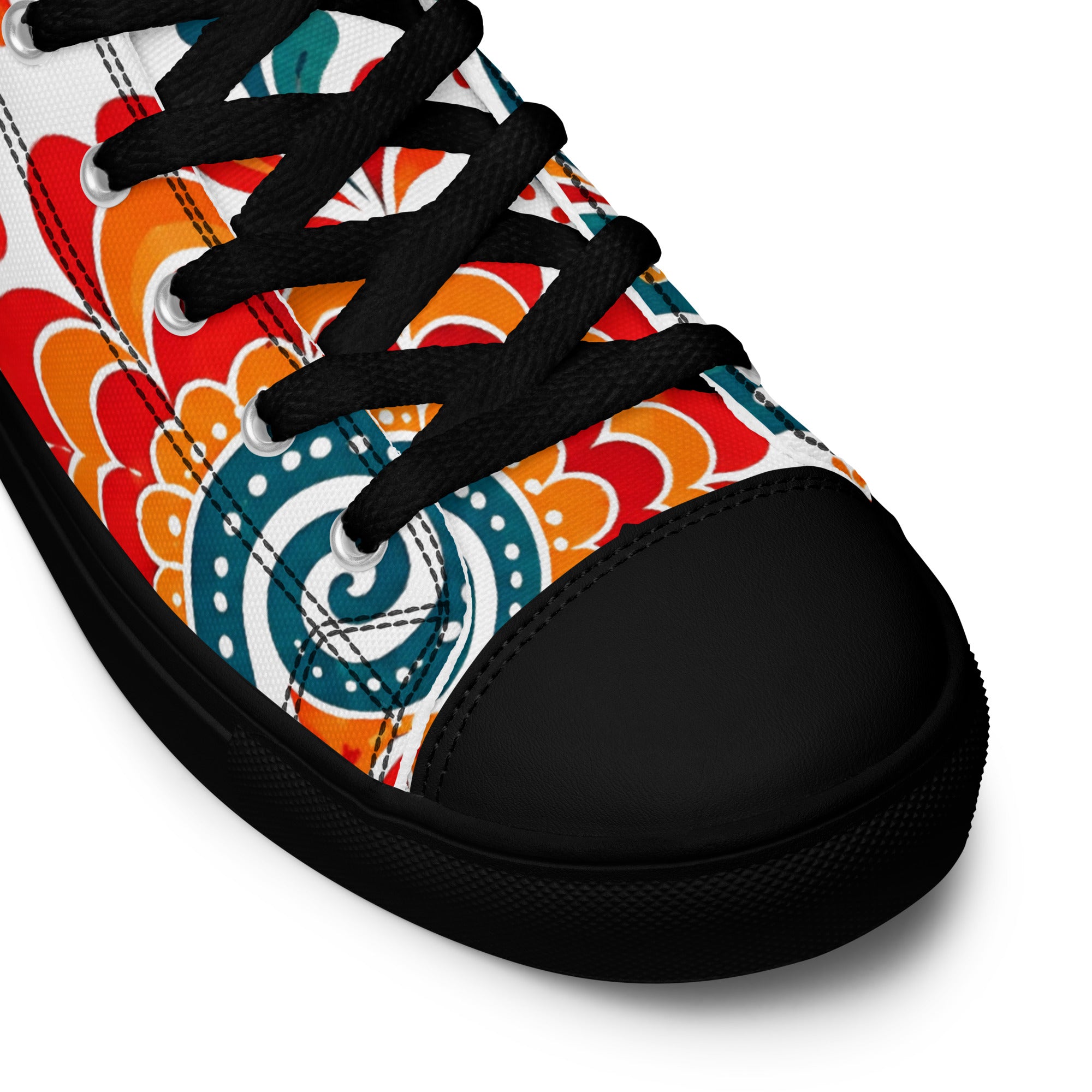 Men’s high top canvas shoes - Heritage Bloom: Men’s High Top Canvas Shoes - Vibrant Floral Paisley Art by printfluence.net