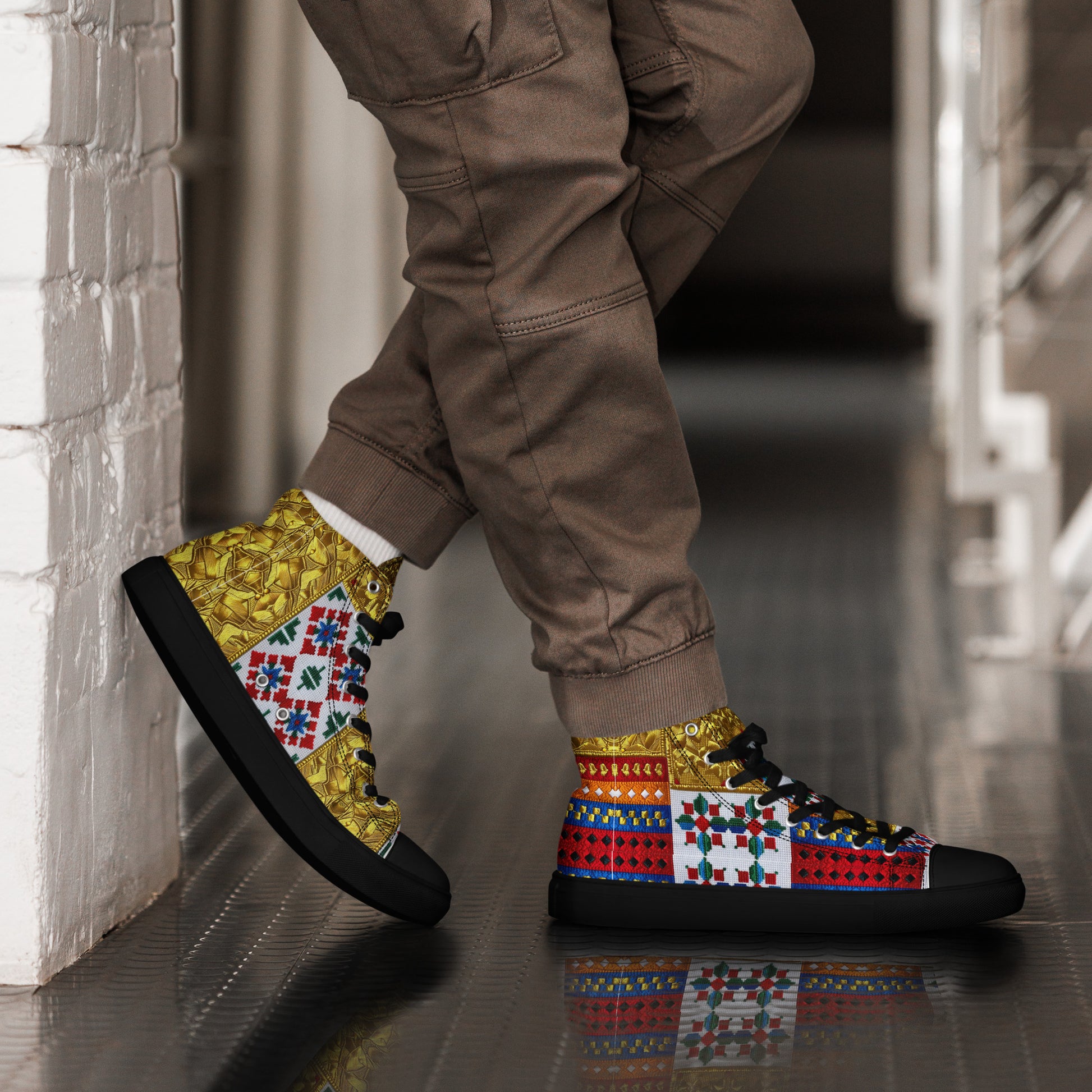 Men’s high top canvas shoes - Royal Mosaic High Tops – Men's Decorative Canvas Sneakers by printfluence.net