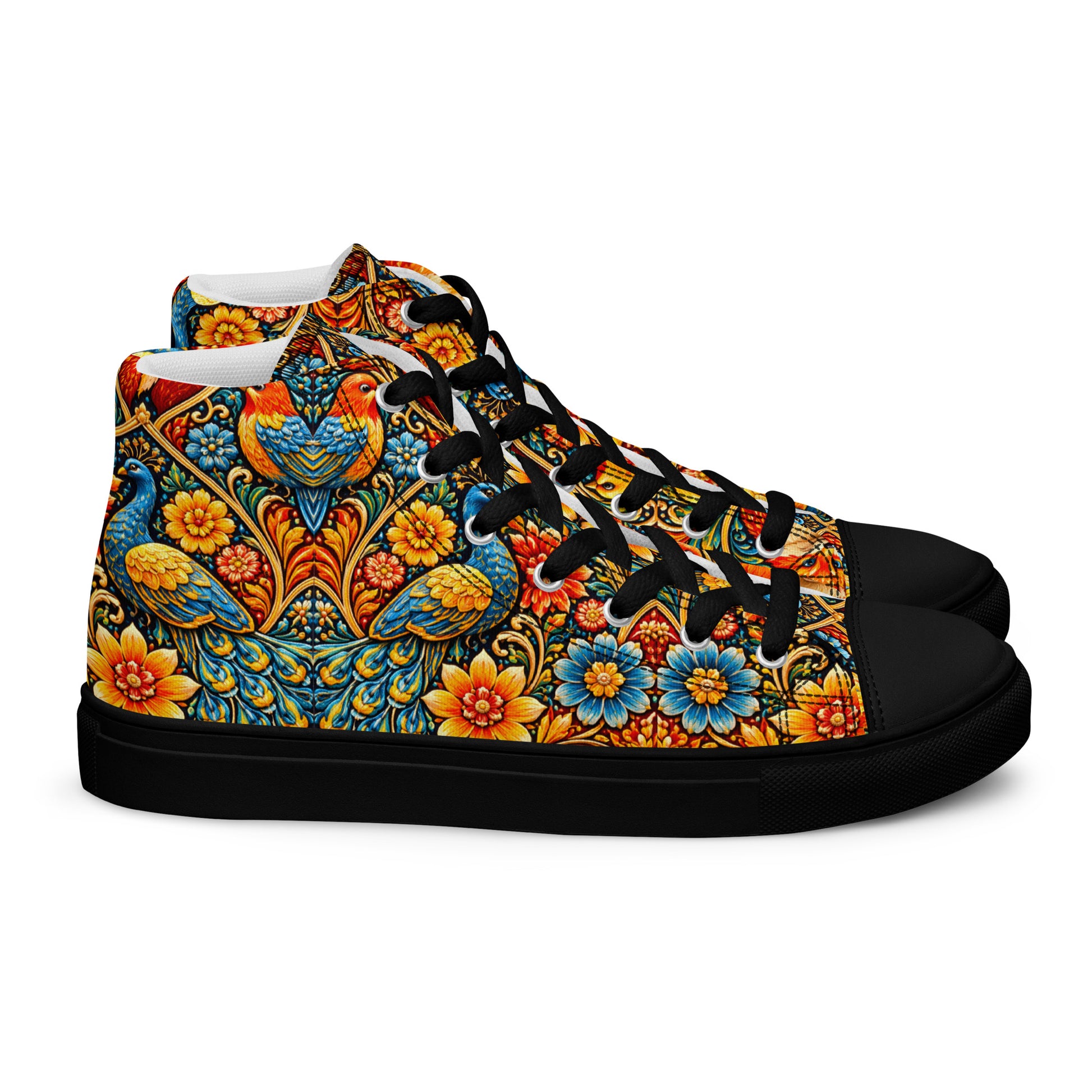 Men’s high top canvas shoes - Art Deco Birds High Top Canvas – Uplifting Morning Colors Men's Shoes by printfluence.net