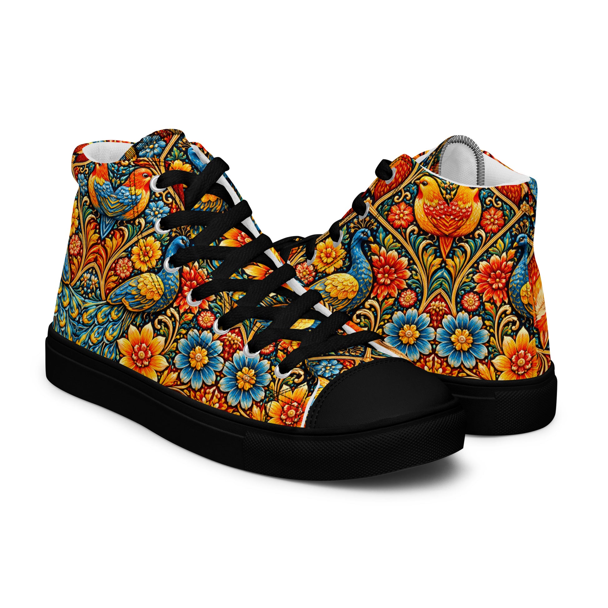 Men’s high top canvas shoes - Art Deco Birds High Top Canvas – Uplifting Morning Colors Men's Shoes by printfluence.net