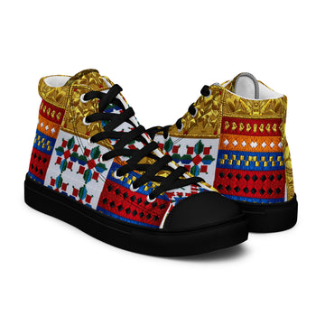 Men’s high top canvas shoes - Royal Mosaic High Tops – Men's Decorative Canvas Sneakers by printfluence.net