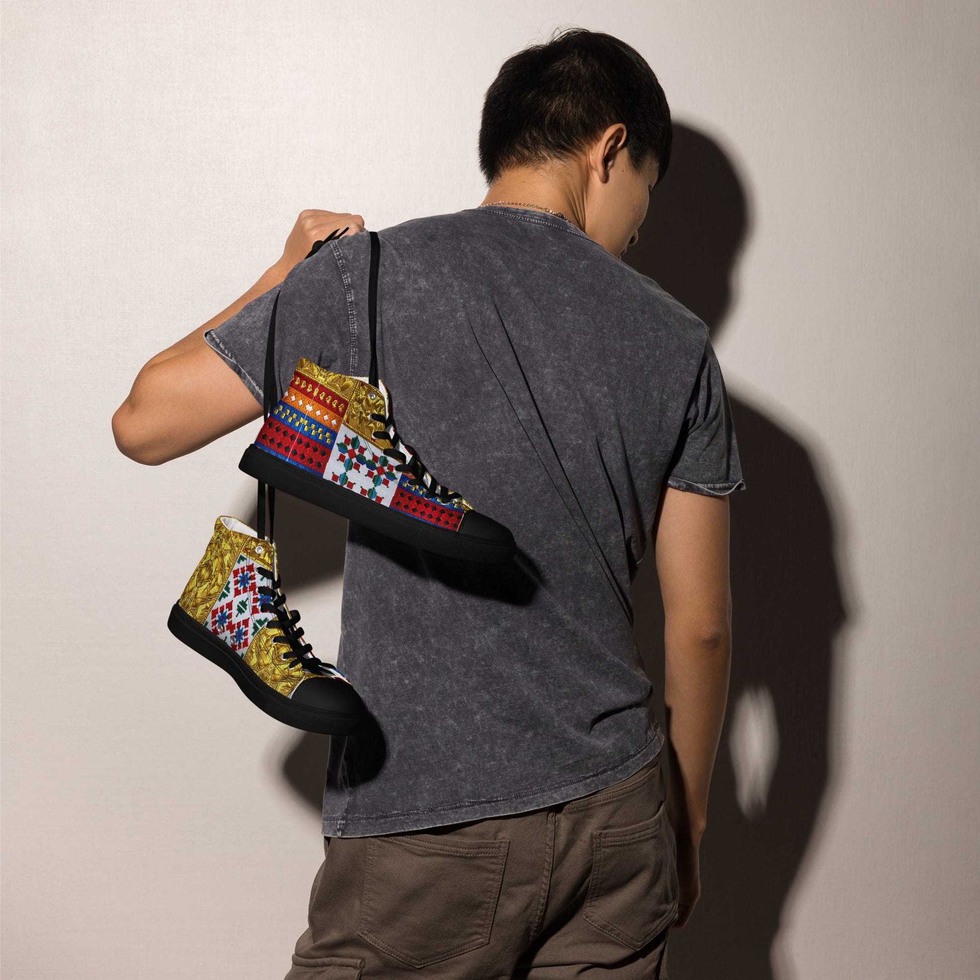 Men’s high top canvas shoes - Royal Mosaic High Tops – Men's Decorative Canvas Sneakers by printfluence.net