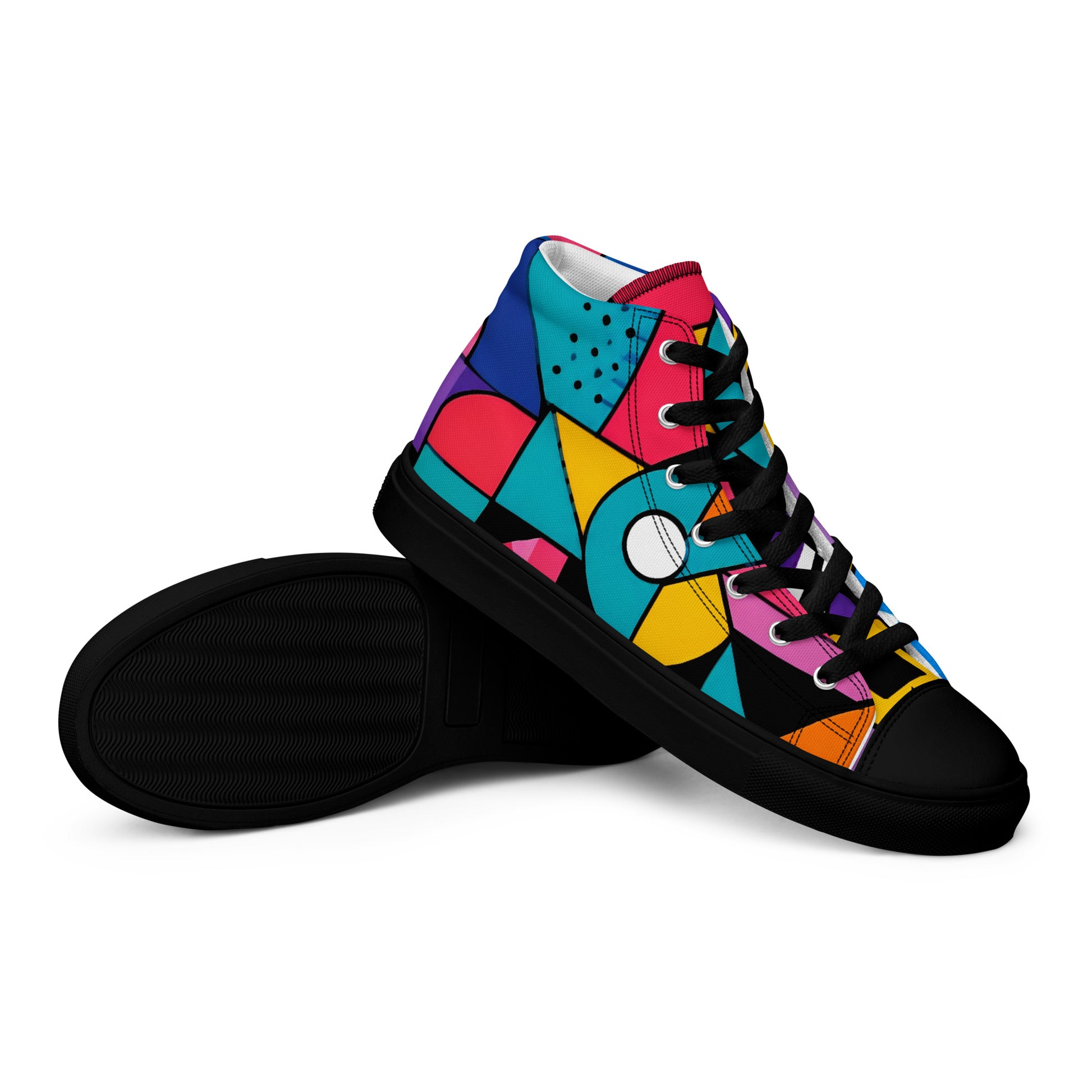 Men’s high top canvas shoes - Chaos Theory: Men’s High Top Canvas Shoes - Bold Abstract Explosion Art by printfluence.net