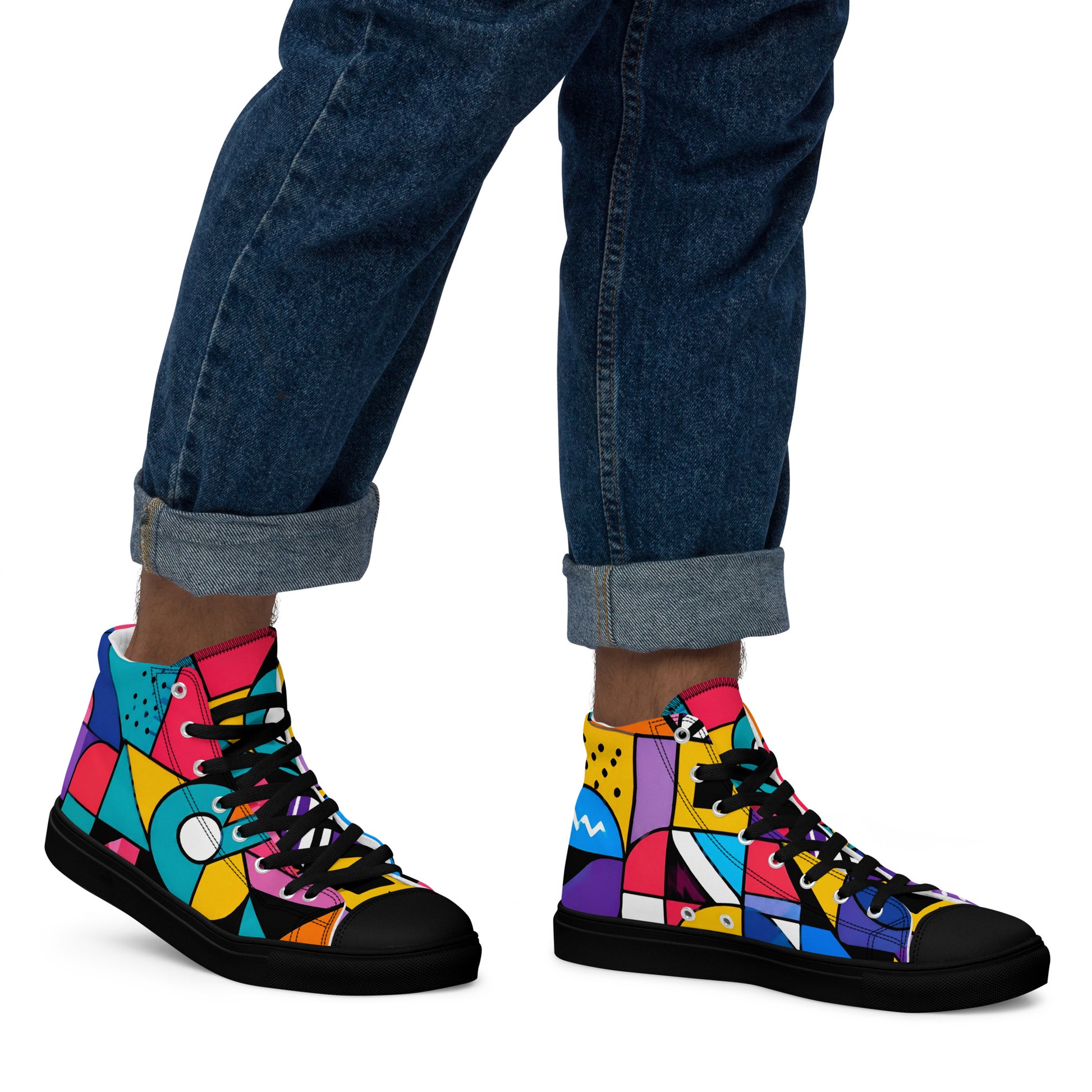 Men’s high top canvas shoes - Chaos Theory: Men’s High Top Canvas Shoes - Bold Abstract Explosion Art by printfluence.net