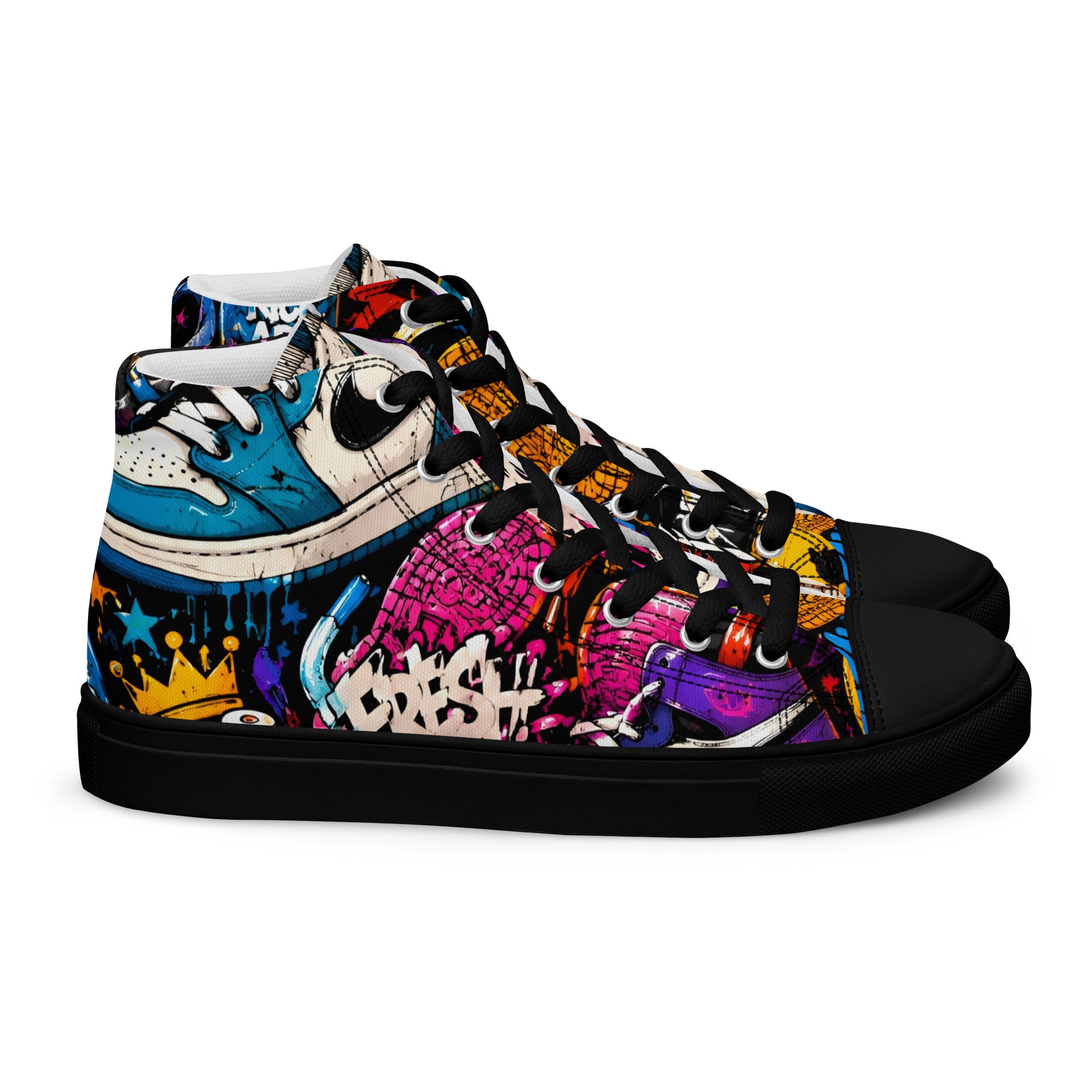 Men’s high top canvas shoes -Urban Edge: Men’s High Top Canvas Shoes - Street Graffiti & Kick Art Fusion by printfluence.net