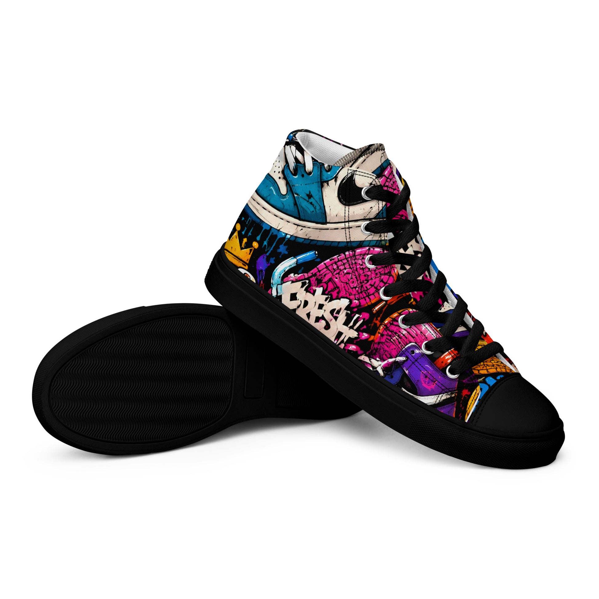 Men’s high top canvas shoes -Urban Edge: Men’s High Top Canvas Shoes - Street Graffiti & Kick Art Fusion by printfluence.net