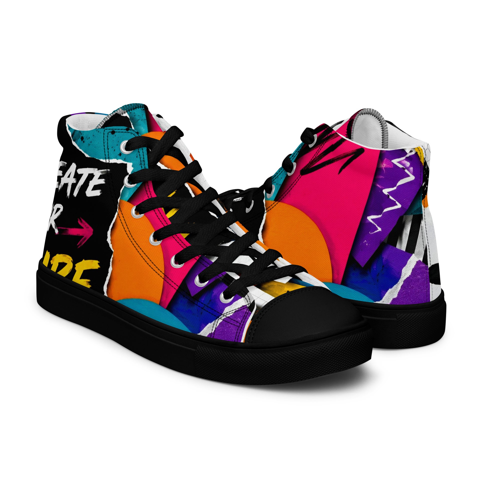 Men’s high top canvas shoes - Elite Create Your Vibe Collage - Premium Urban Graffiti No Rules Design by printfluence.net
