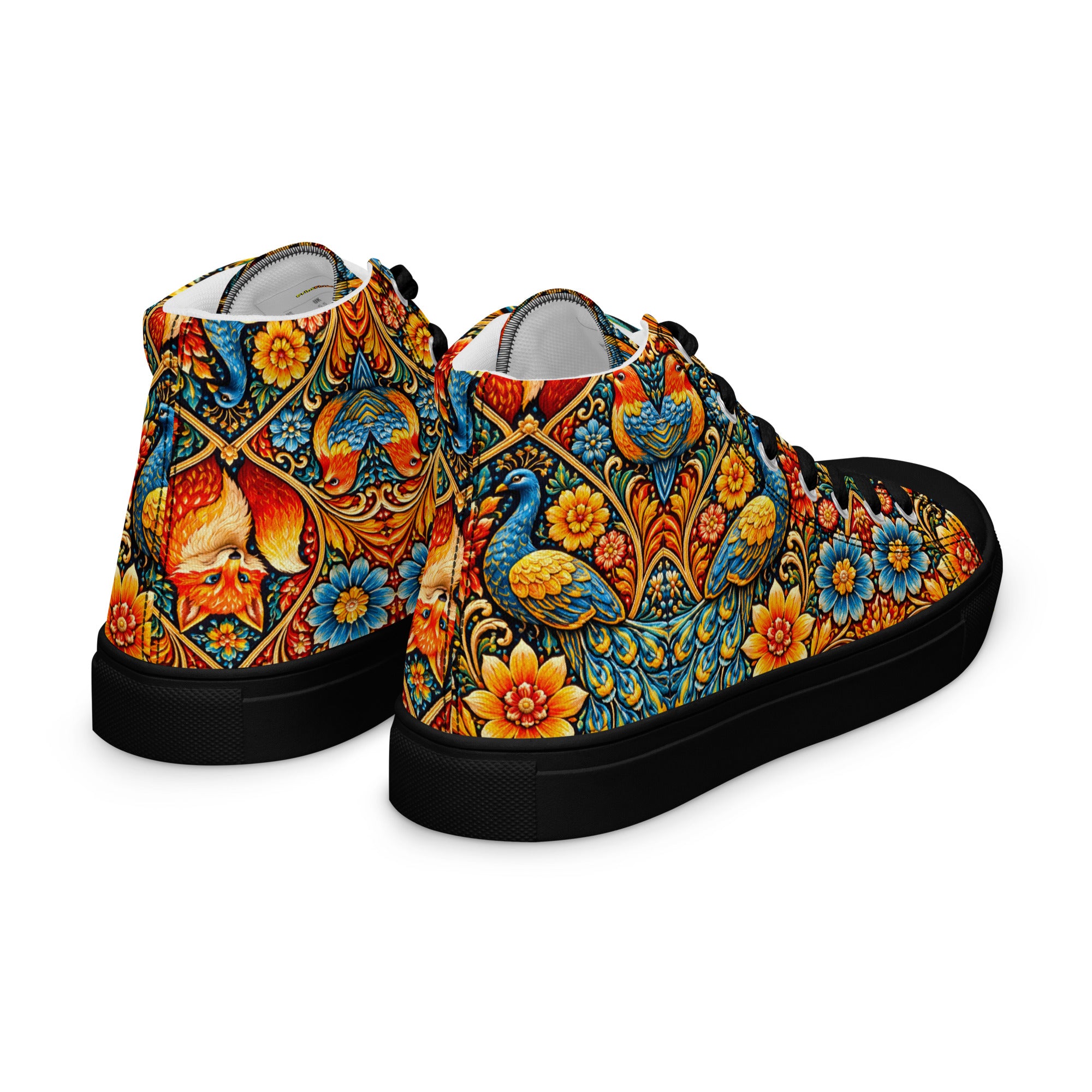 Men’s high top canvas shoes - Art Deco Birds High Top Canvas – Uplifting Morning Colors Men's Shoes by printfluence.net