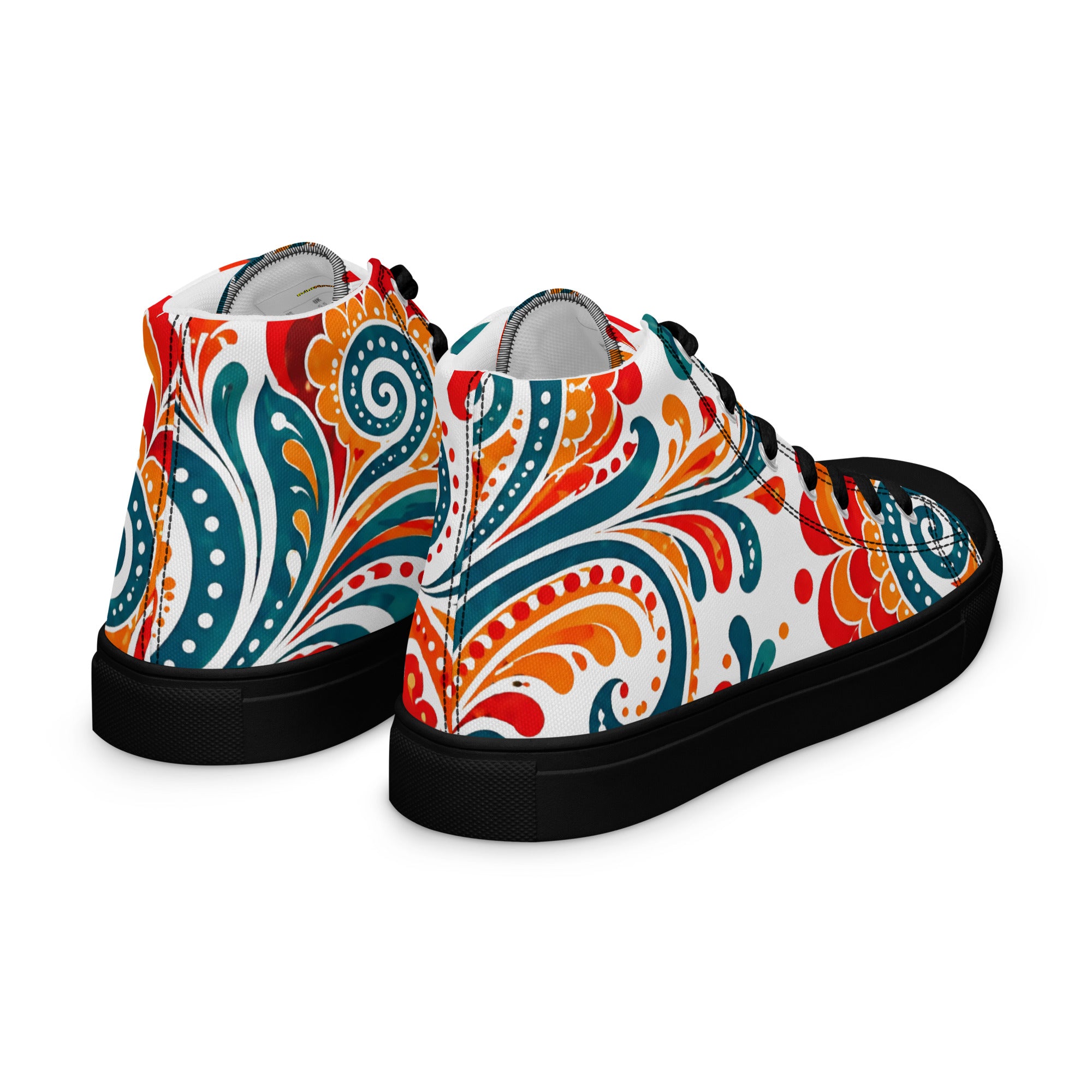 Men’s high top canvas shoes - Heritage Bloom: Men’s High Top Canvas Shoes - Vibrant Floral Paisley Art by printfluence.net