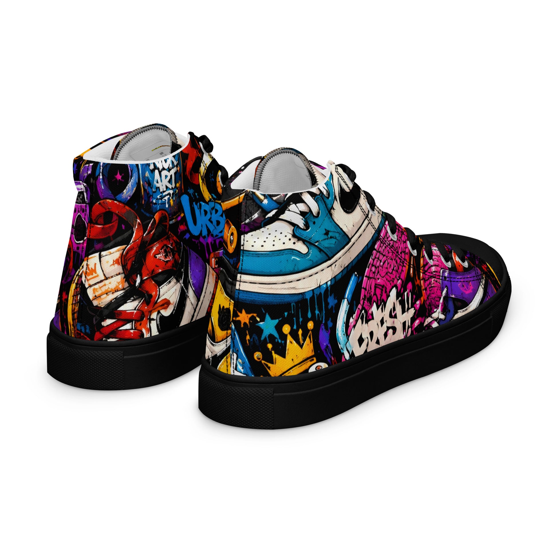 Men’s high top canvas shoes -Urban Edge: Men’s High Top Canvas Shoes - Street Graffiti & Kick Art Fusion by printfluence.net