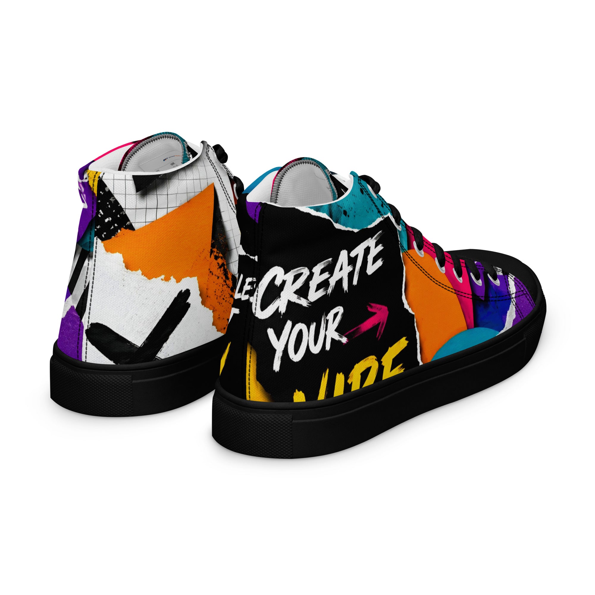 Men’s high top canvas shoes - Elite Create Your Vibe Collage - Premium Urban Graffiti No Rules Design by printfluence.net