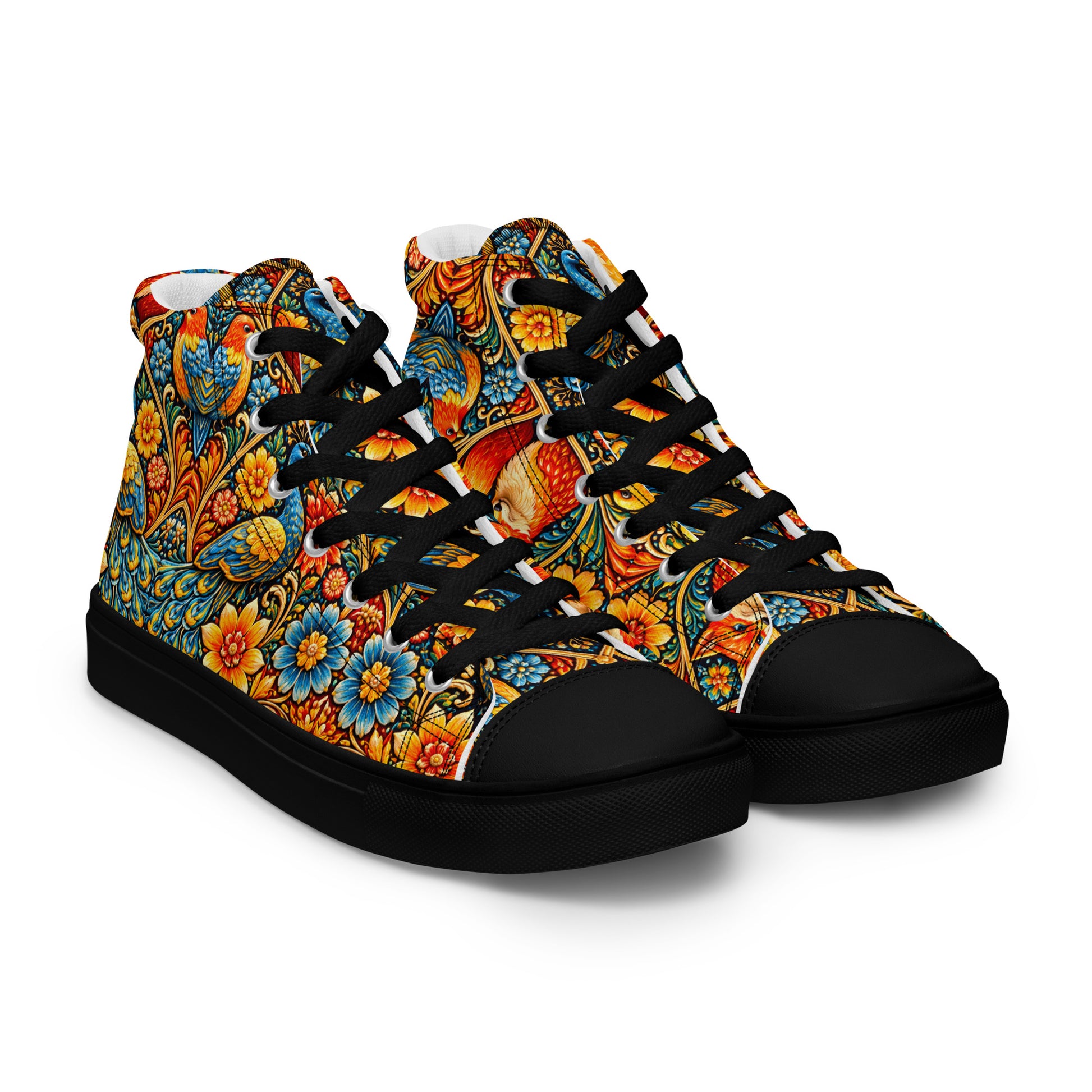 Men’s high top canvas shoes - Art Deco Birds High Top Canvas – Uplifting Morning Colors Men's Shoes by printfluence.net