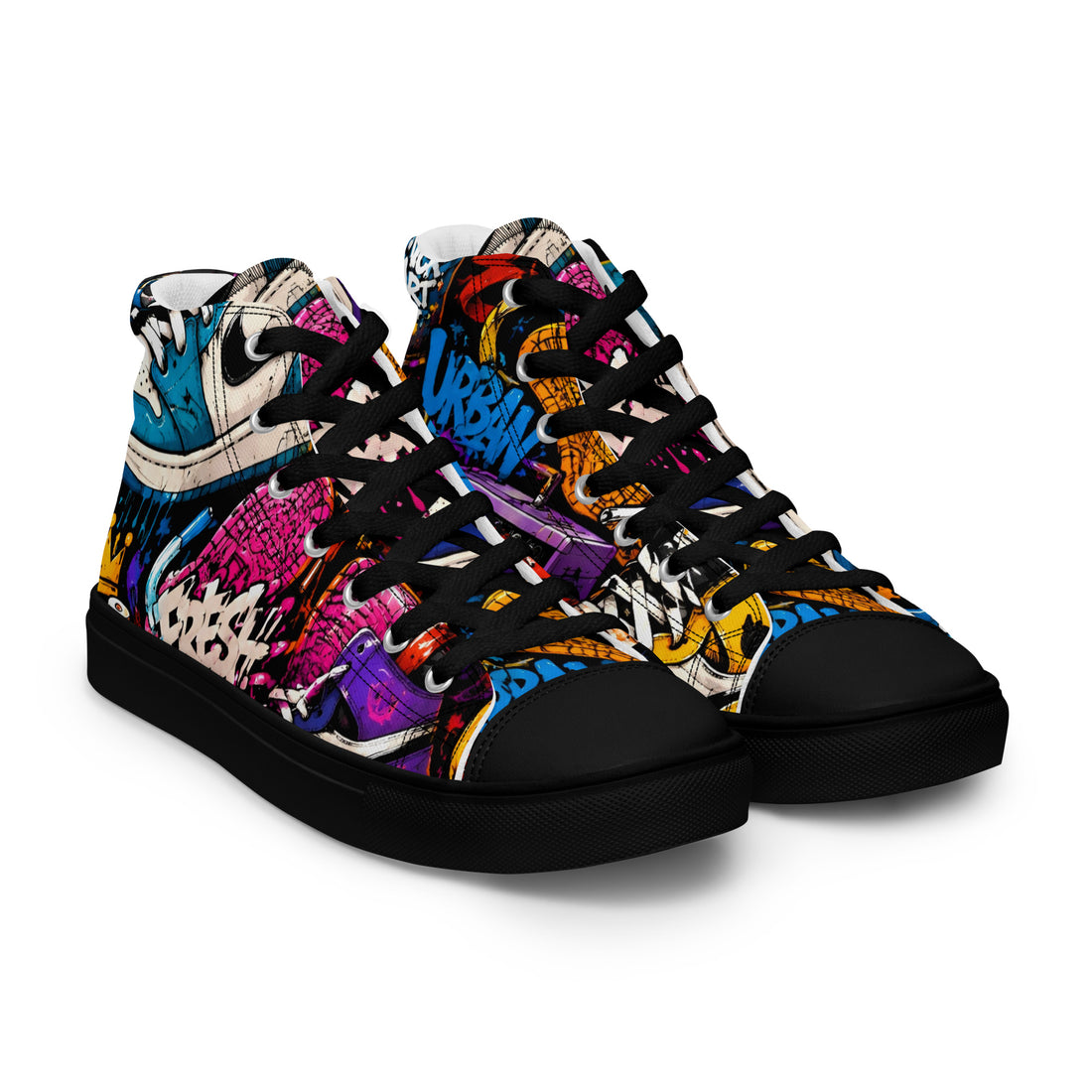 Men’s high top canvas shoes -Urban Edge: Men’s High Top Canvas Shoes - Street Graffiti & Kick Art Fusion by printfluence.net